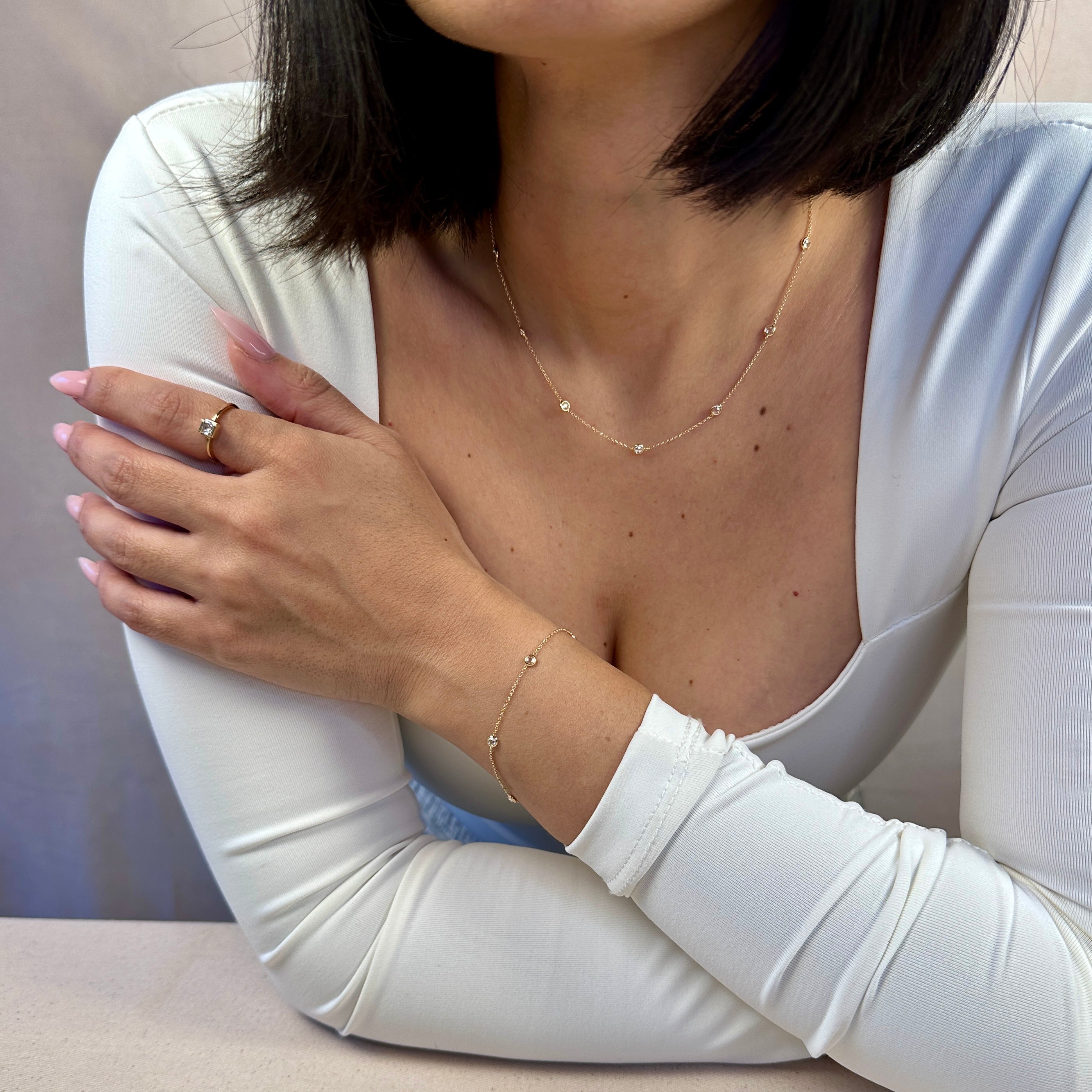 Gold Filled 18k Bezel CZ Necklace