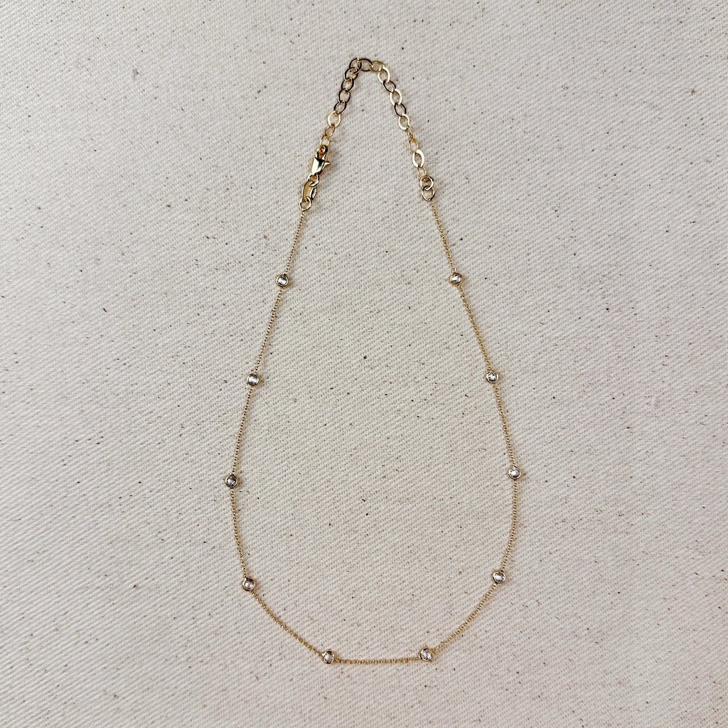 Gold Filled 18k Bezel CZ Necklace