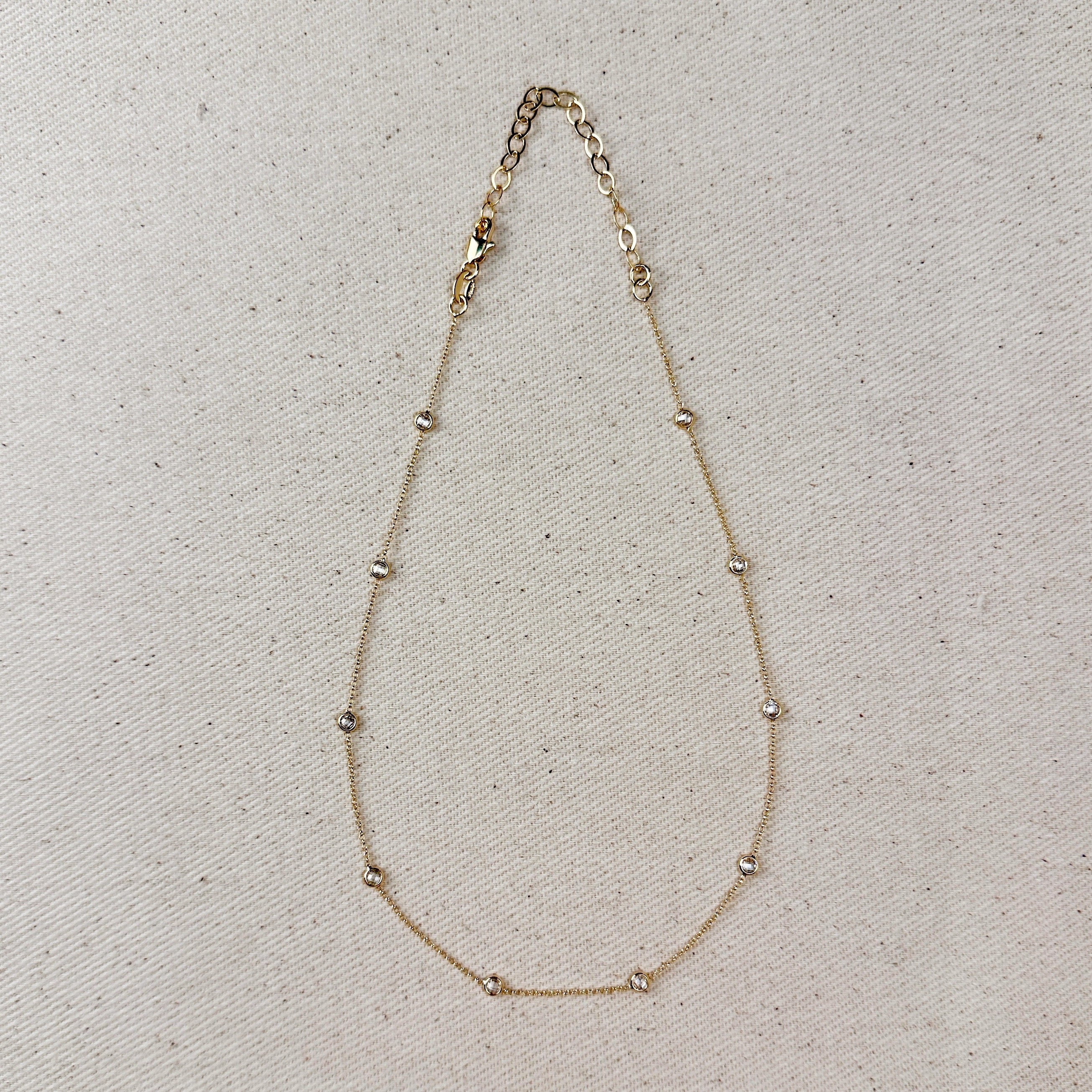 Gold Filled 18k Bezel CZ Necklace