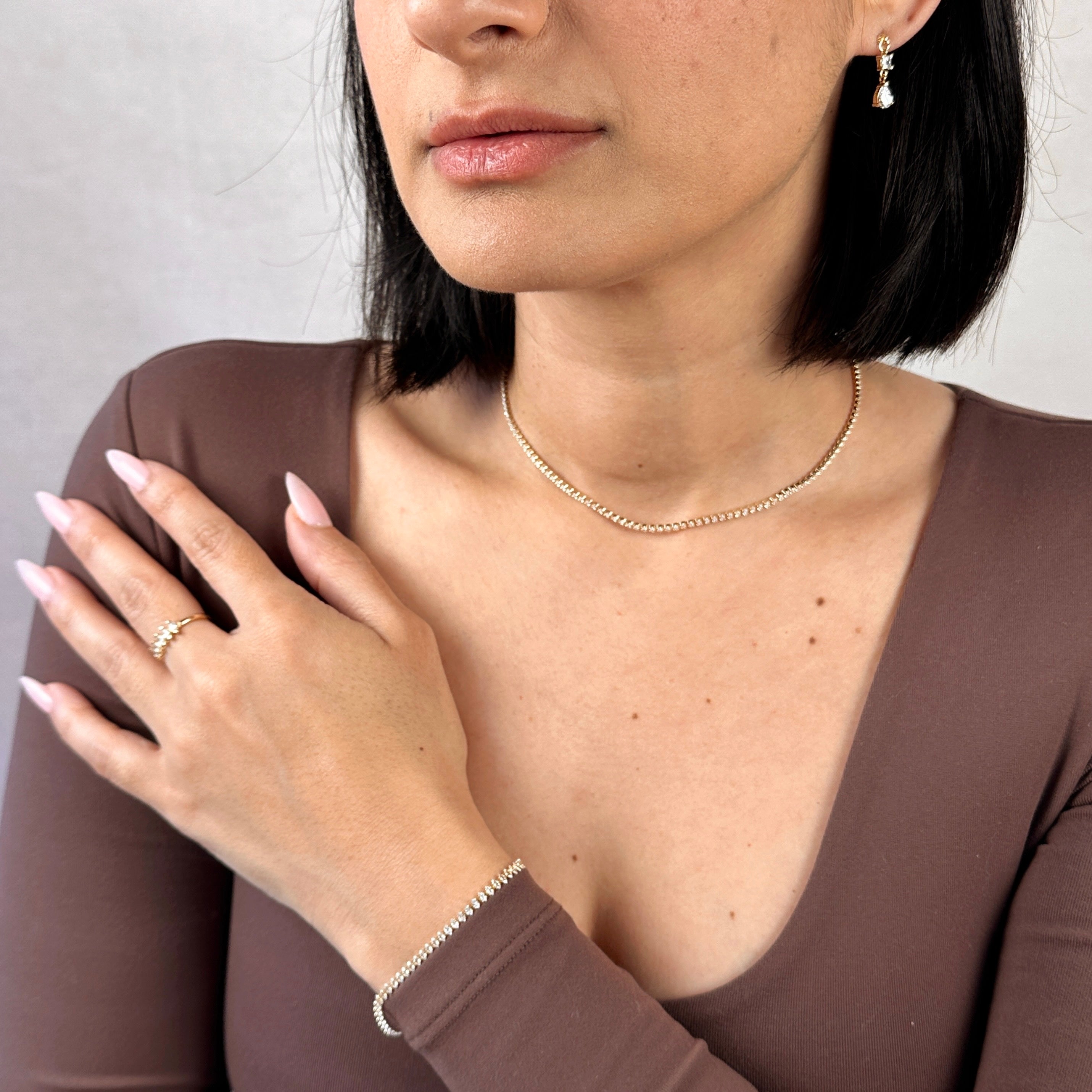 Gold Filled 18k Marquise Tennis Necklace