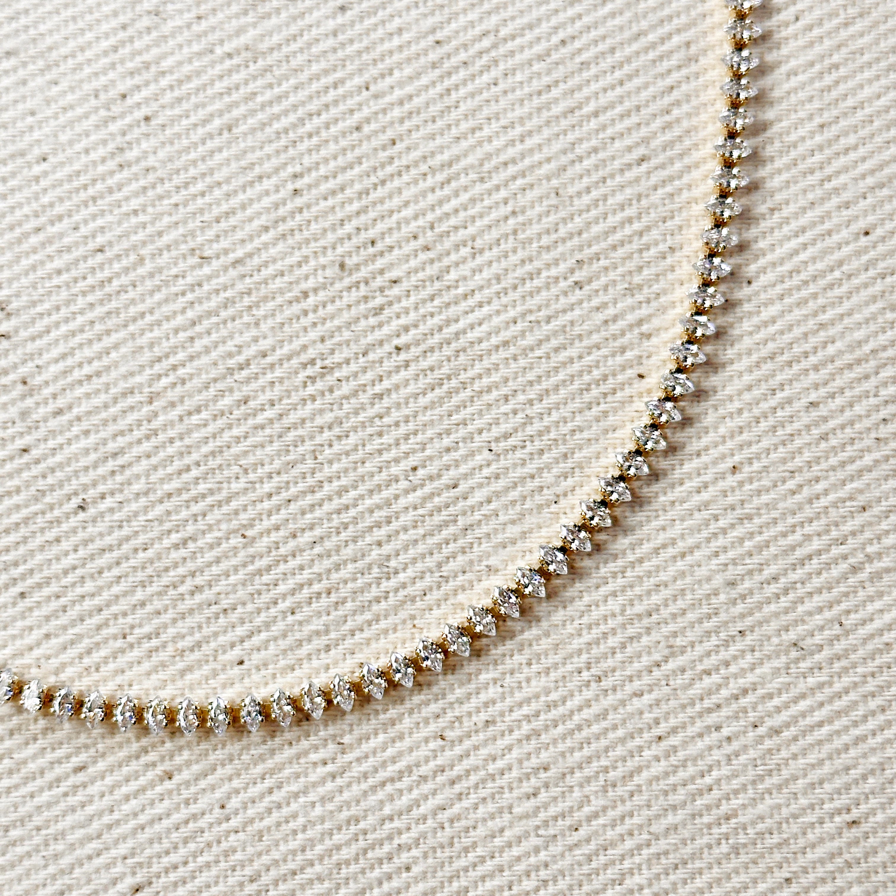 Gold Filled 18k Marquise Tennis Necklace