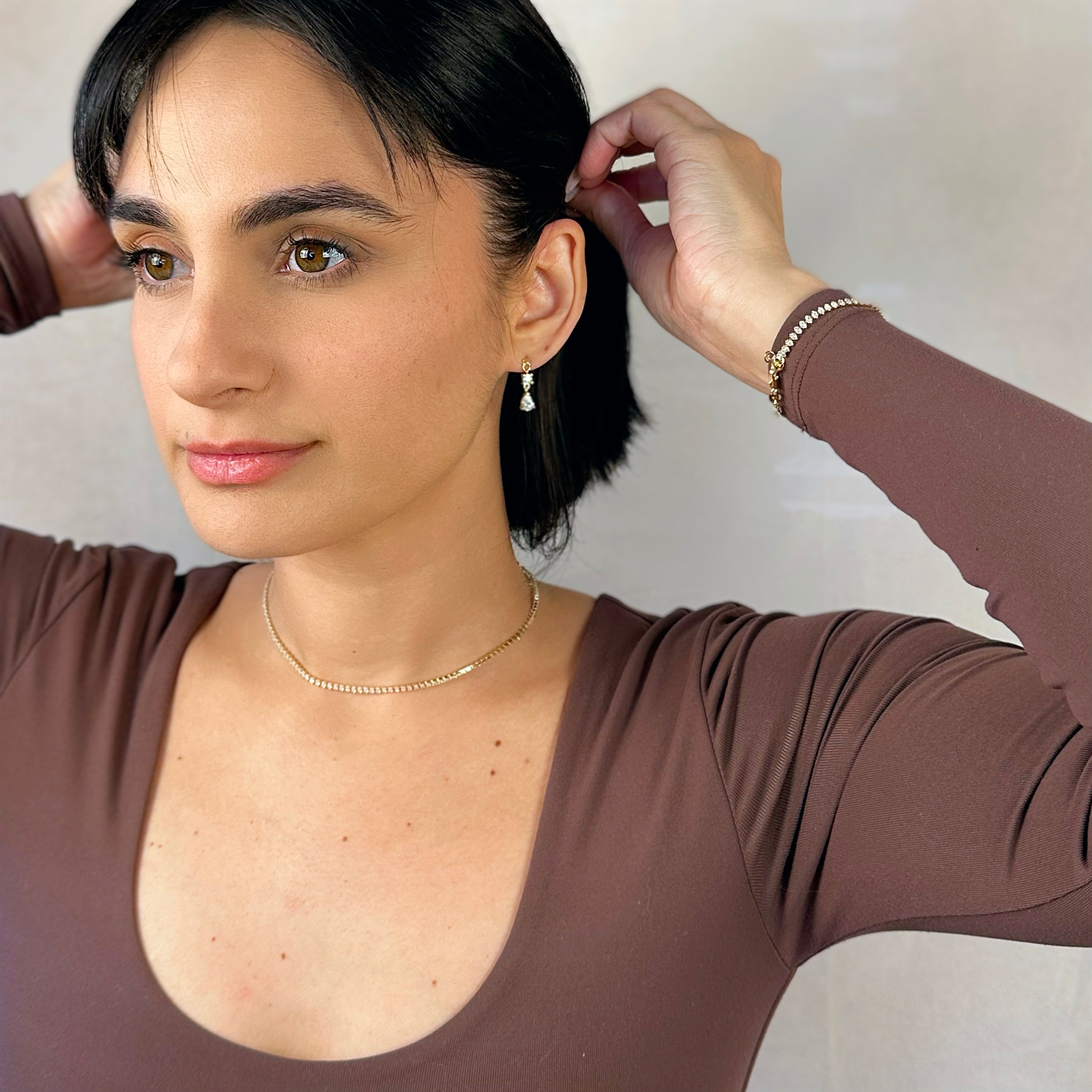 Gold Filled 18k Marquise Tennis Necklace