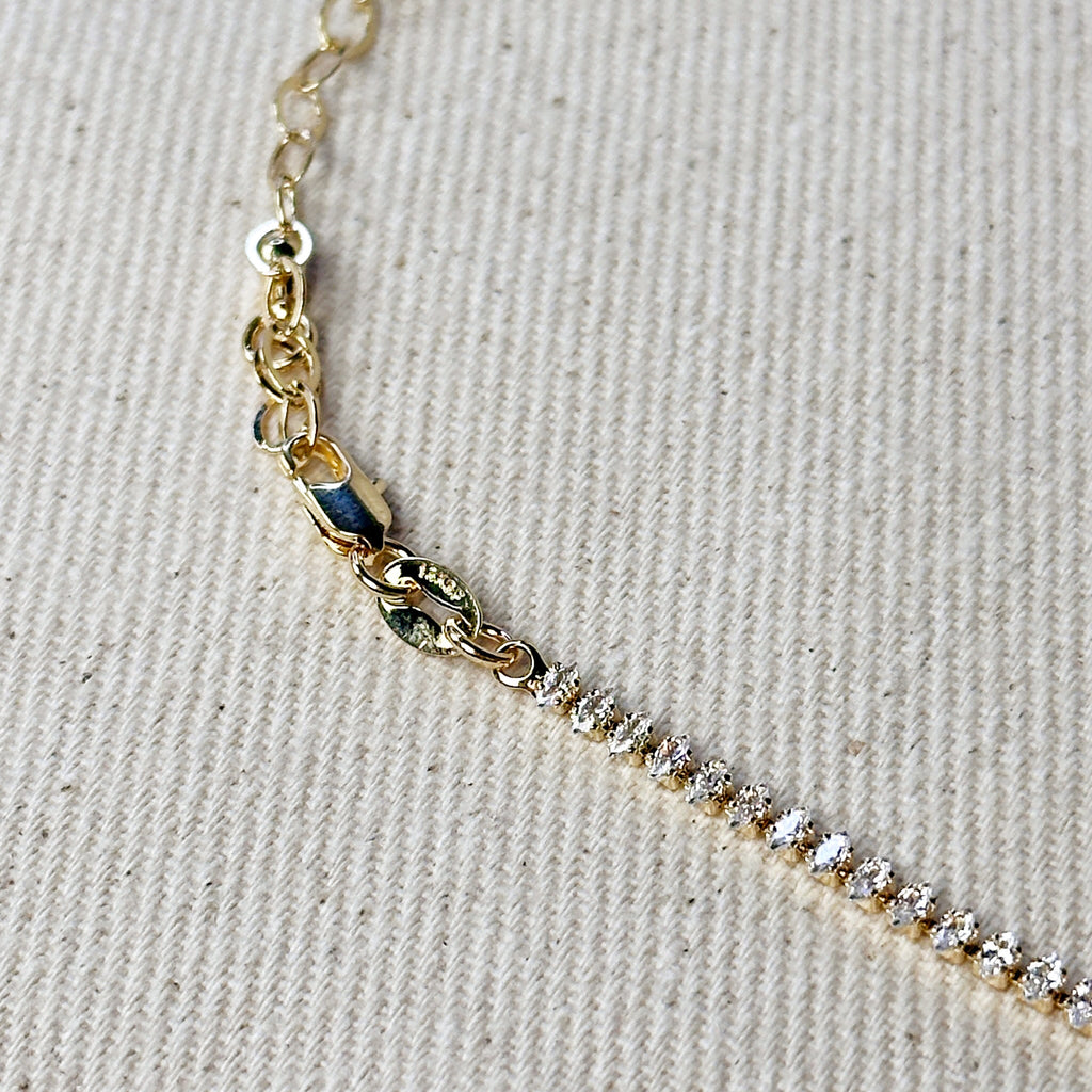 Gold Filled 18k Marquise Tennis Necklace