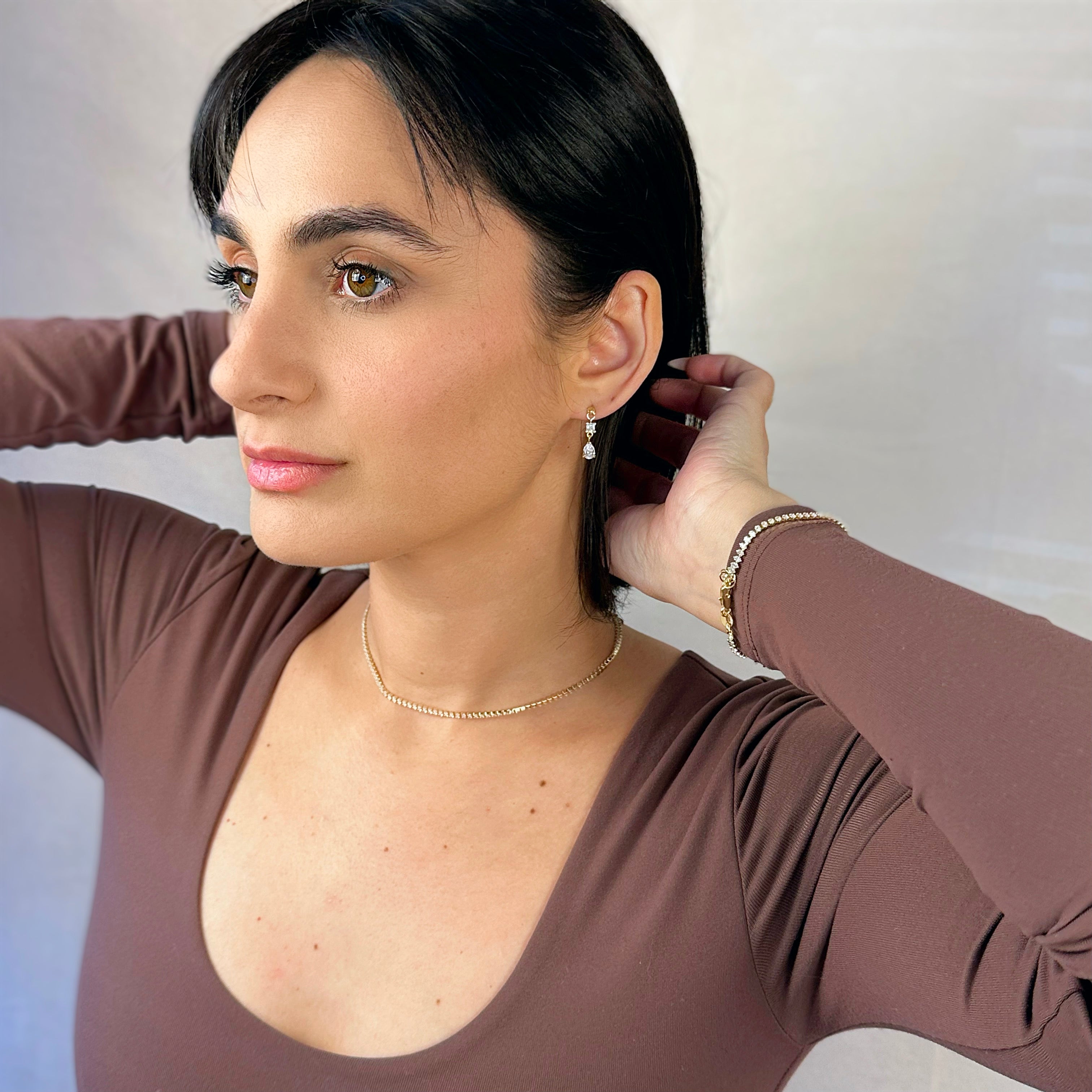 Gold Filled 18k Marquise Tennis Necklace