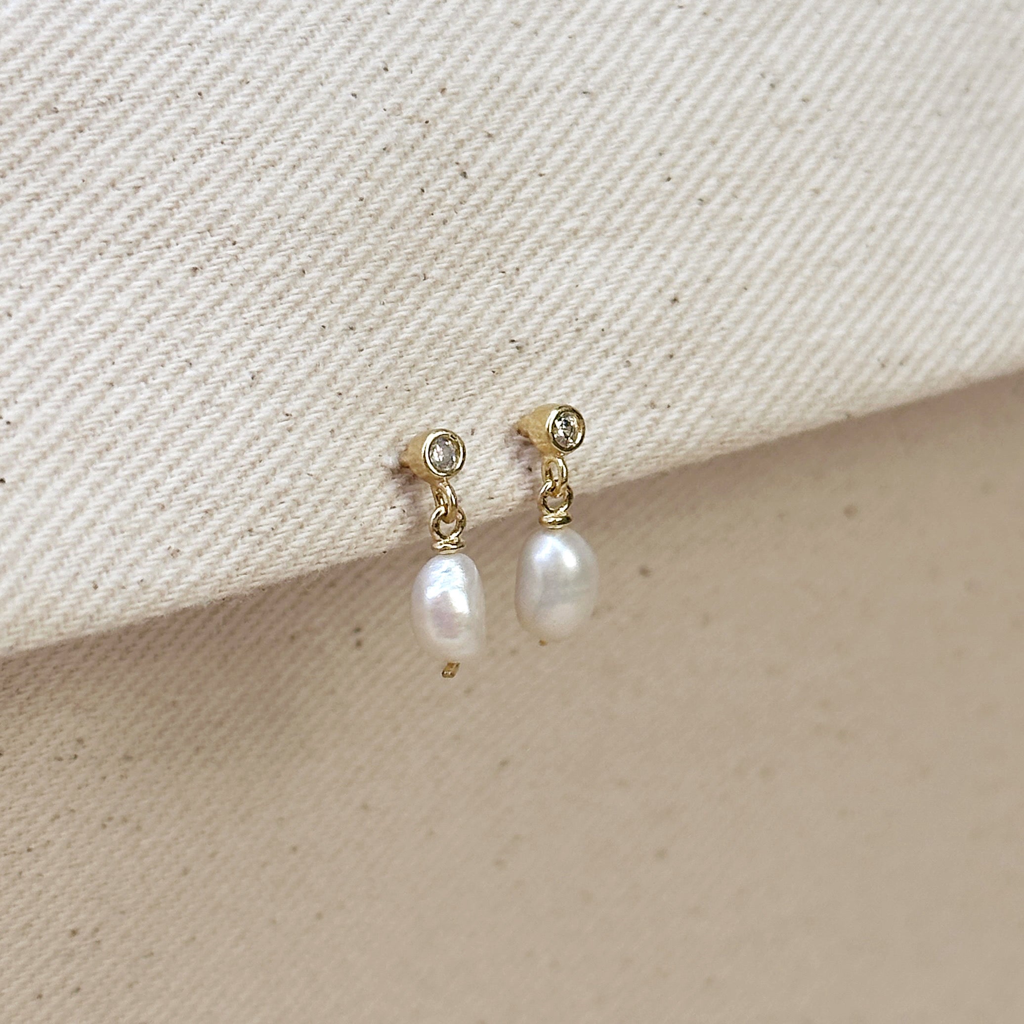 Filled Fresh Water 18k Gold Baroque Pearl Dangling Earrings