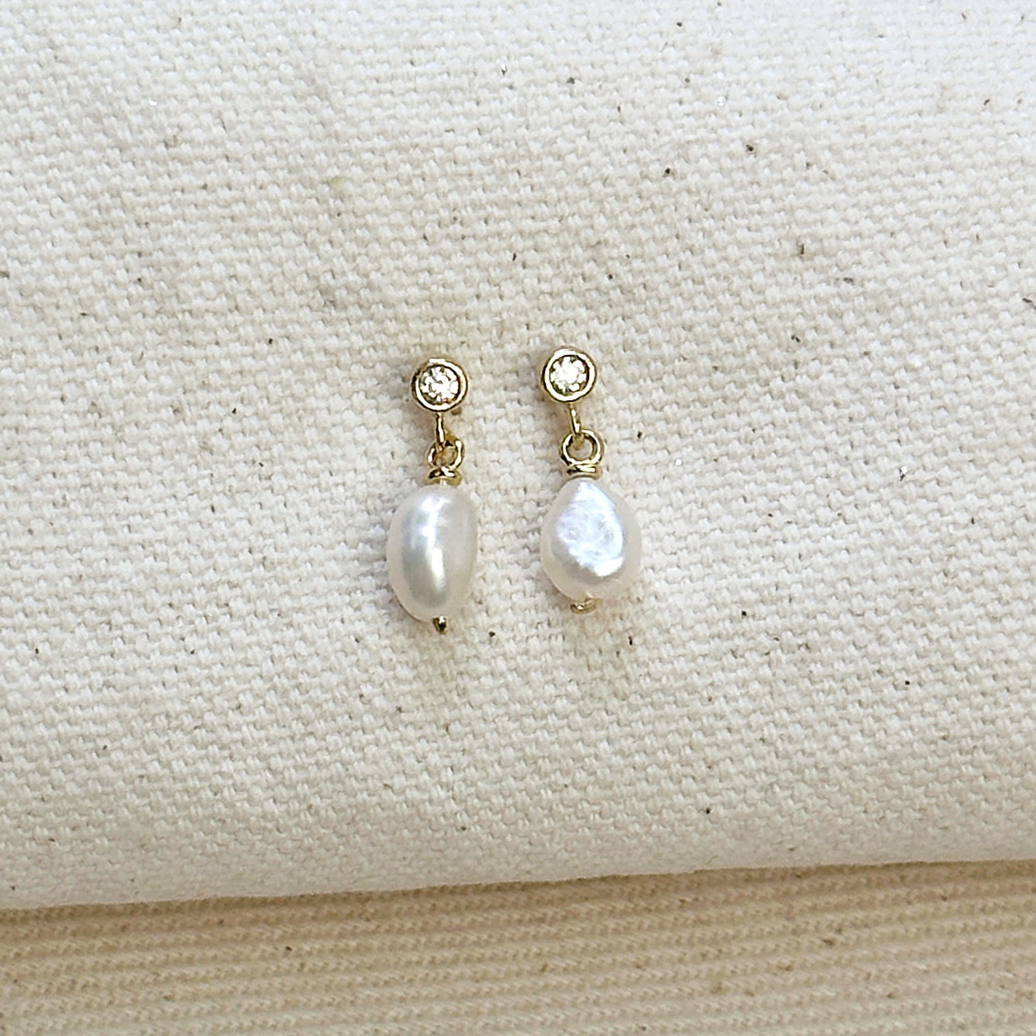 Filled Fresh Water 18k Gold Baroque Pearl Dangling Earrings