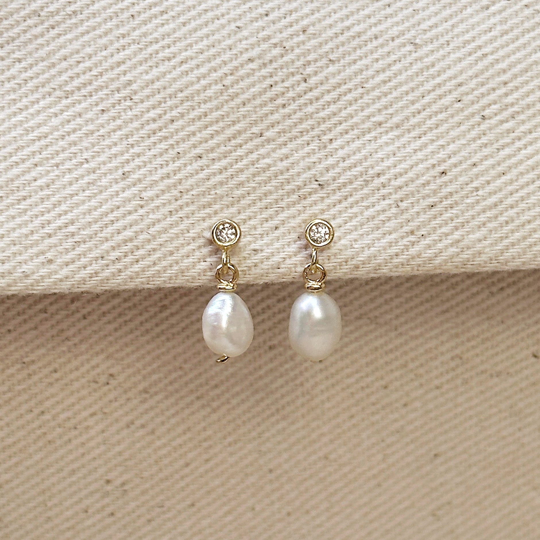 Filled Fresh Water 18k Gold Baroque Pearl Dangling Earrings