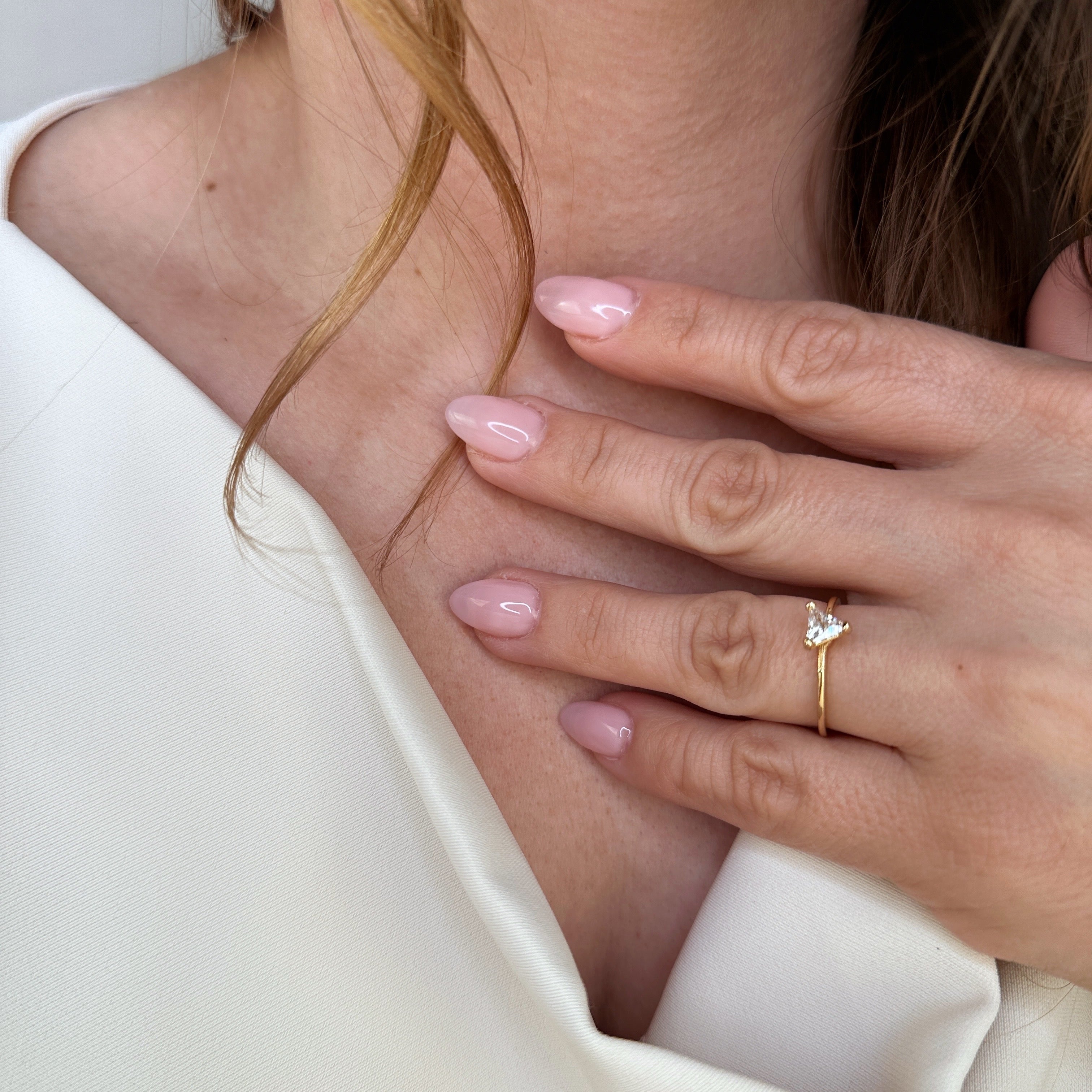 18k Gold-Filled Trillion CZ Solitaire Ring – Elegant & Dazzling