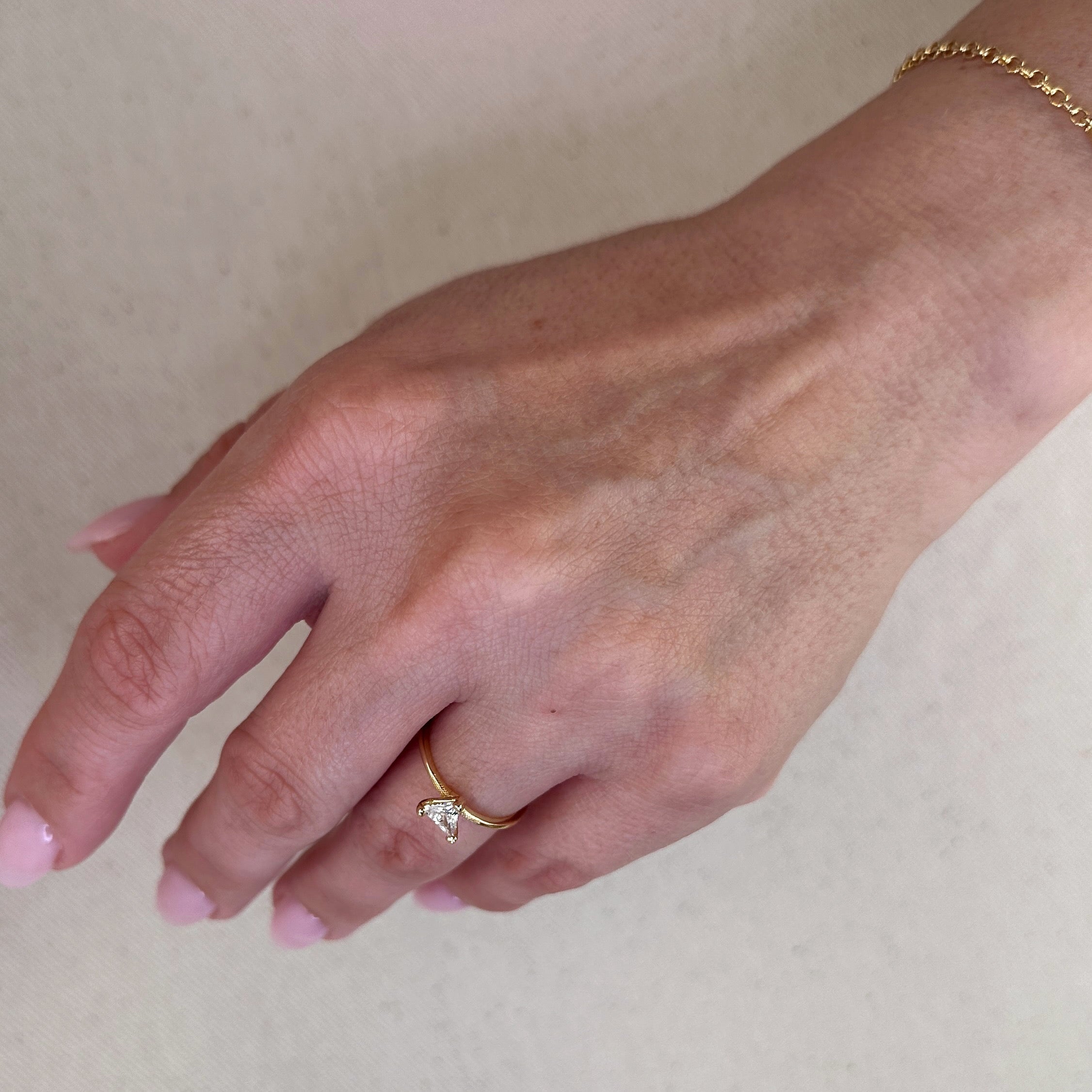 18k Gold-Filled Trillion CZ Solitaire Ring – Elegant & Dazzling