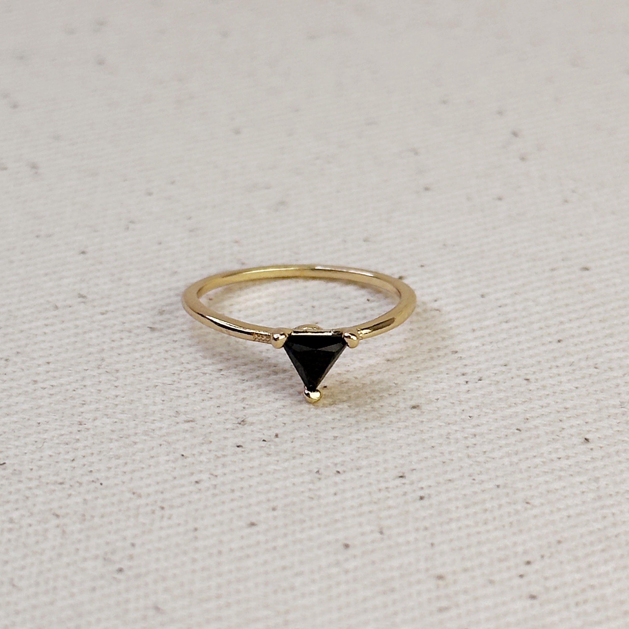 18k Gold-Filled Trillion CZ Solitaire Ring – Elegant & Dazzling