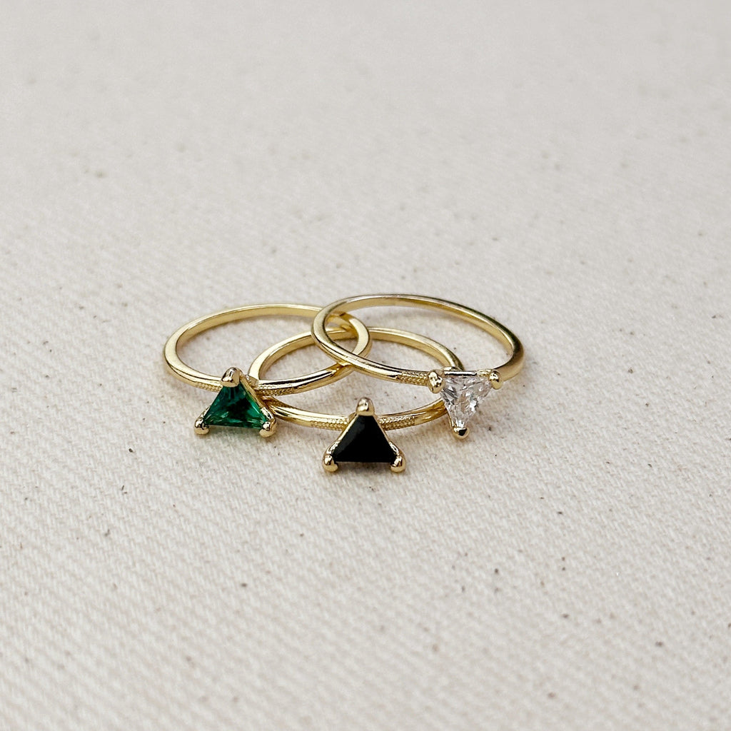 18k Gold-Filled Trillion CZ Solitaire Ring – Elegant & Dazzling