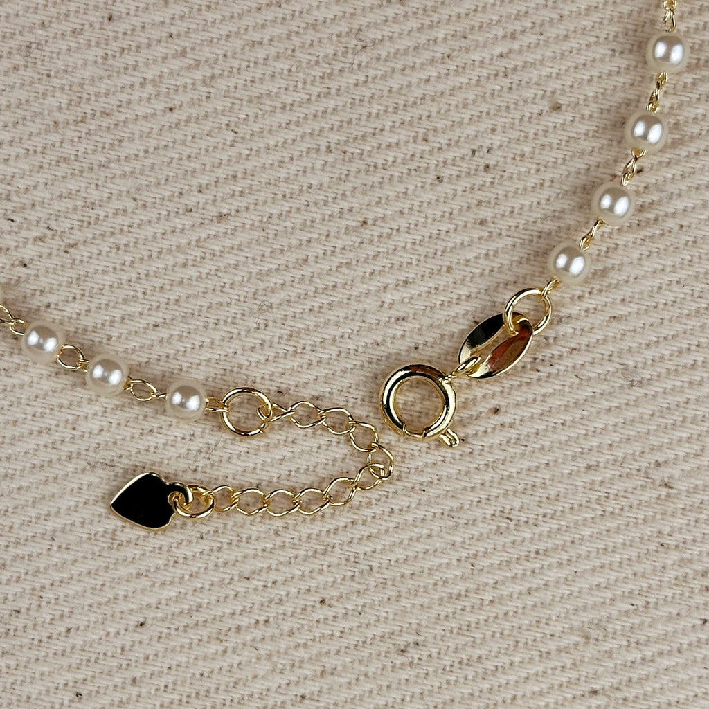 Filled 3mm Pearl Bracelet 18k Gold