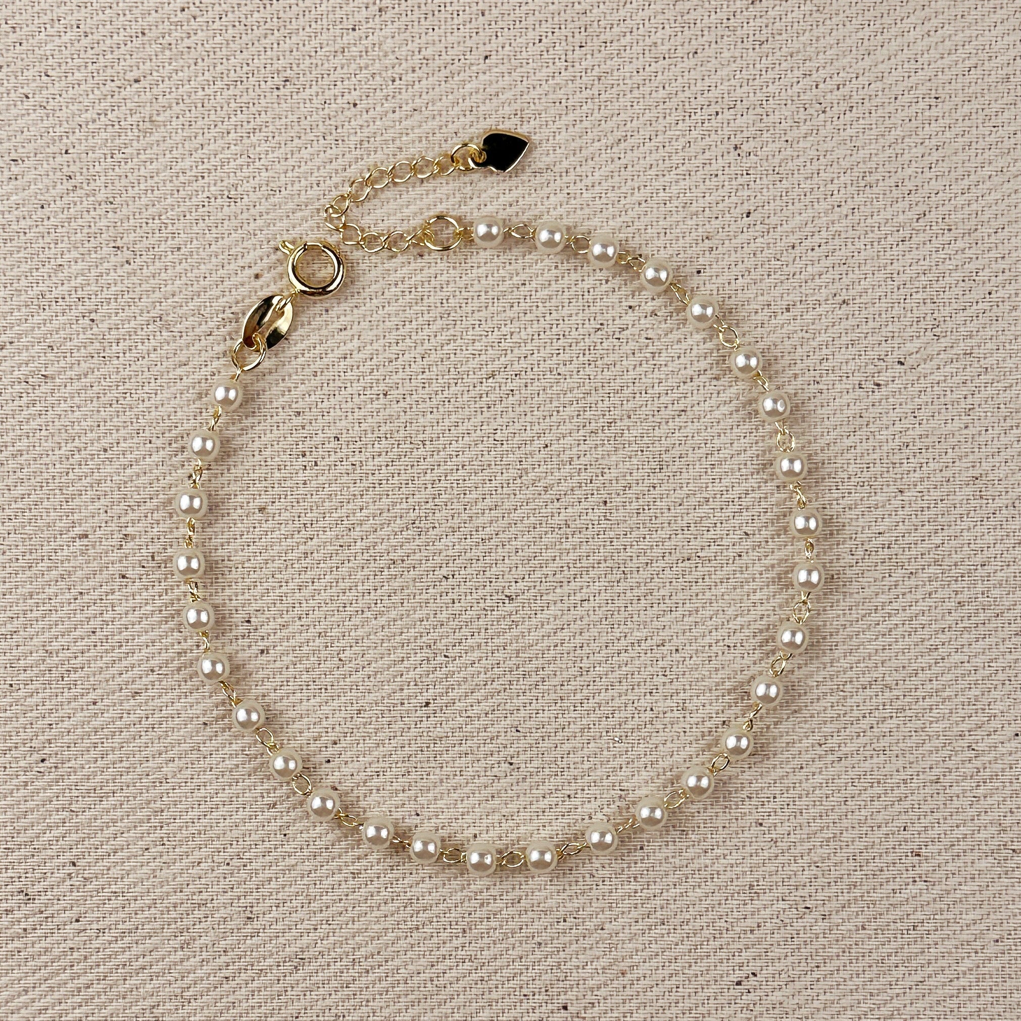 Filled 3mm Pearl Bracelet 18k Gold