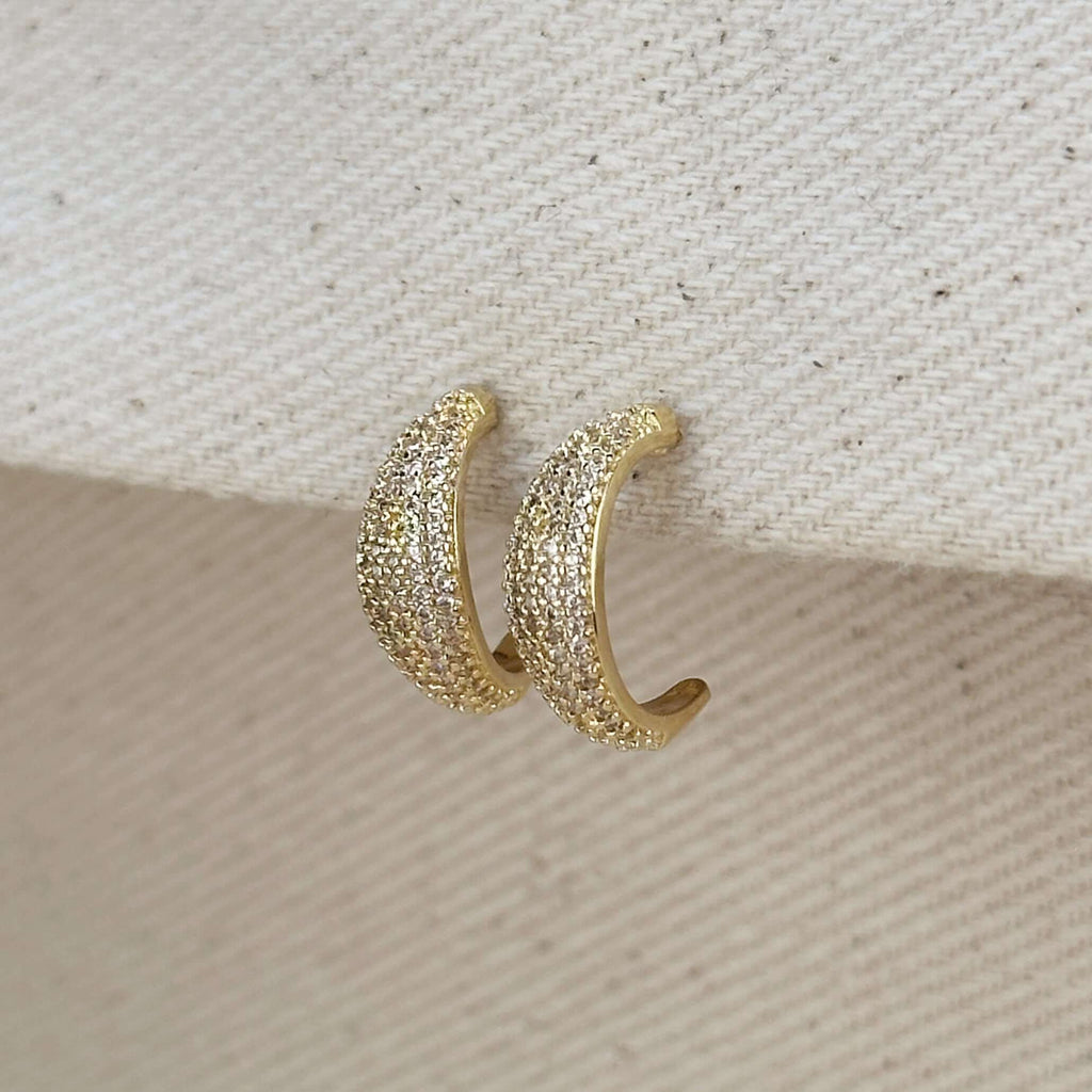 Gold Filled 18k Micro CZ Curve Earrings