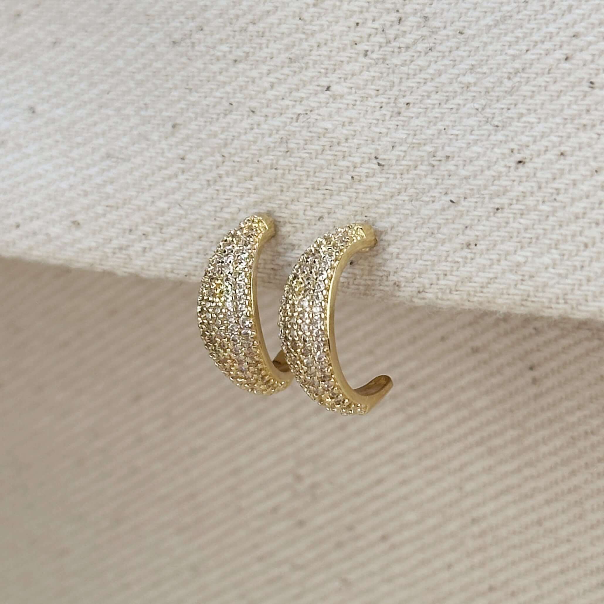 Gold Filled 18k Micro CZ Curve Earrings