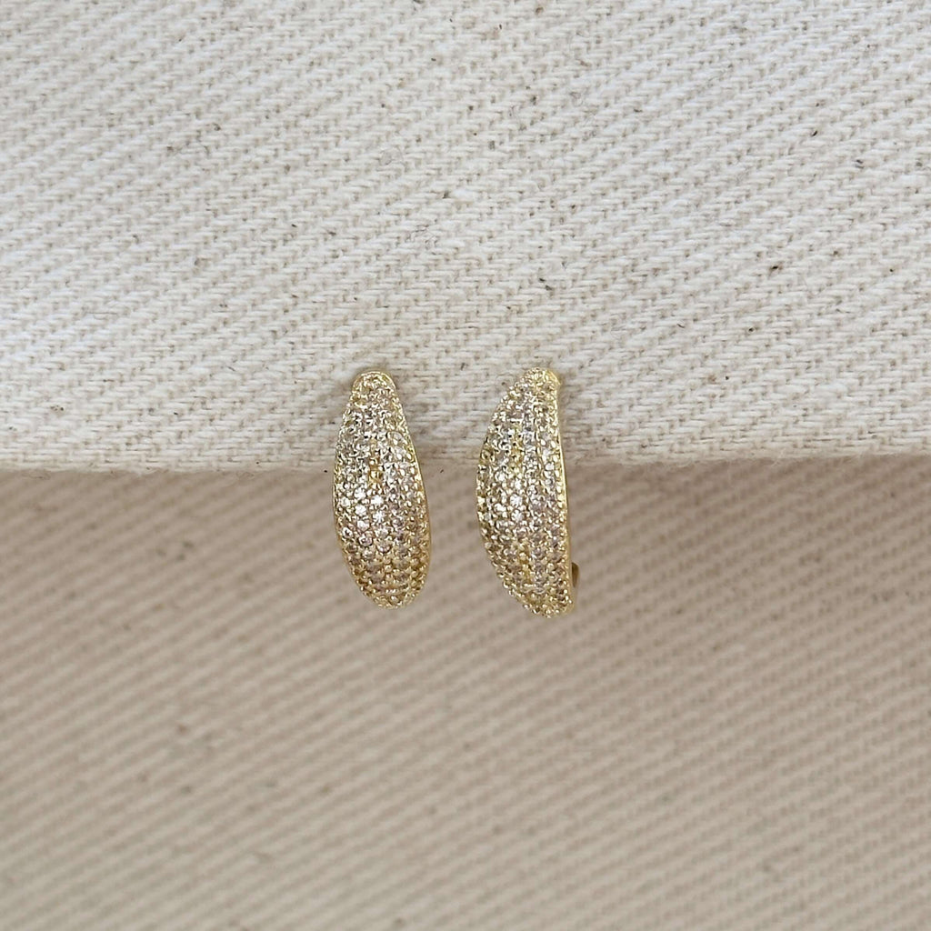 Gold Filled 18k Micro CZ Curve Earrings