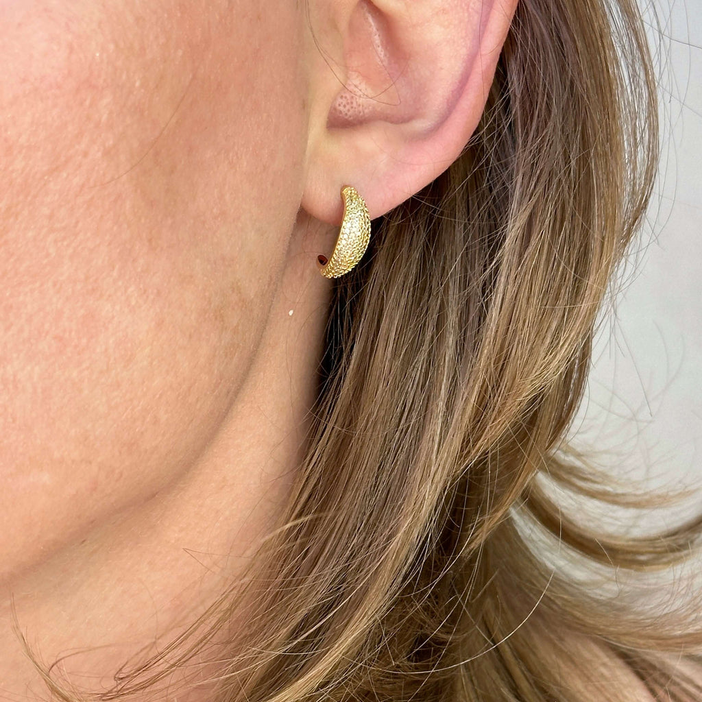 Gold Filled 18k Micro CZ Curve Earrings