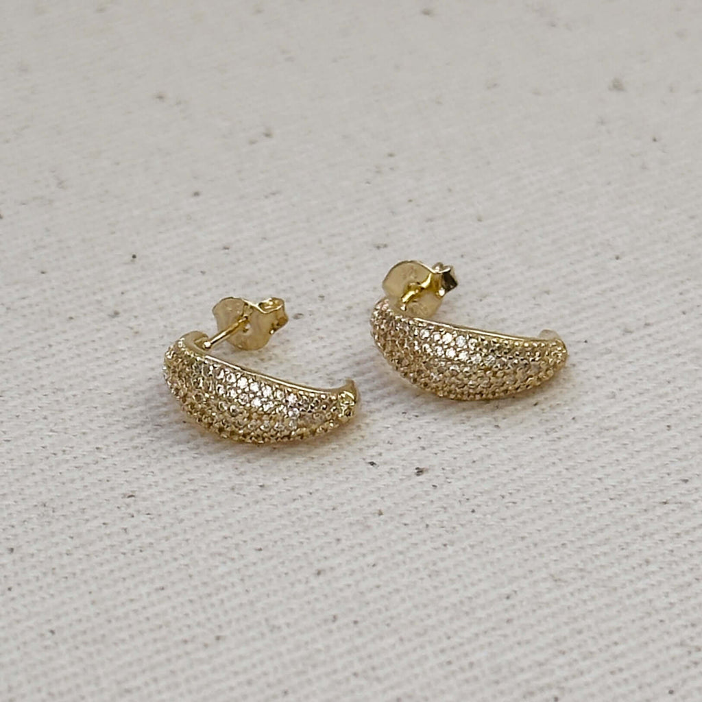 Gold Filled 18k Micro CZ Curve Earrings