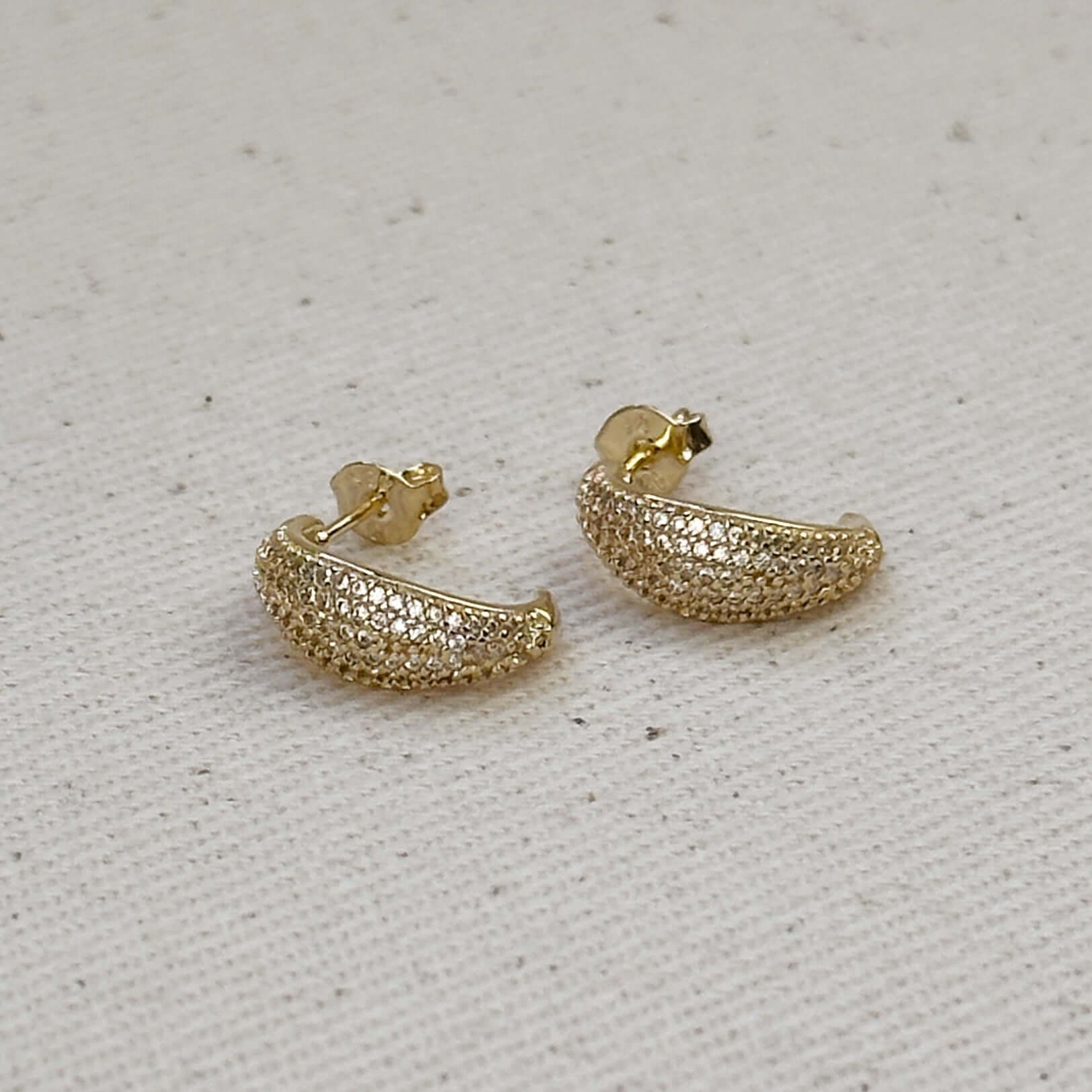 Gold Filled 18k Micro CZ Curve Earrings