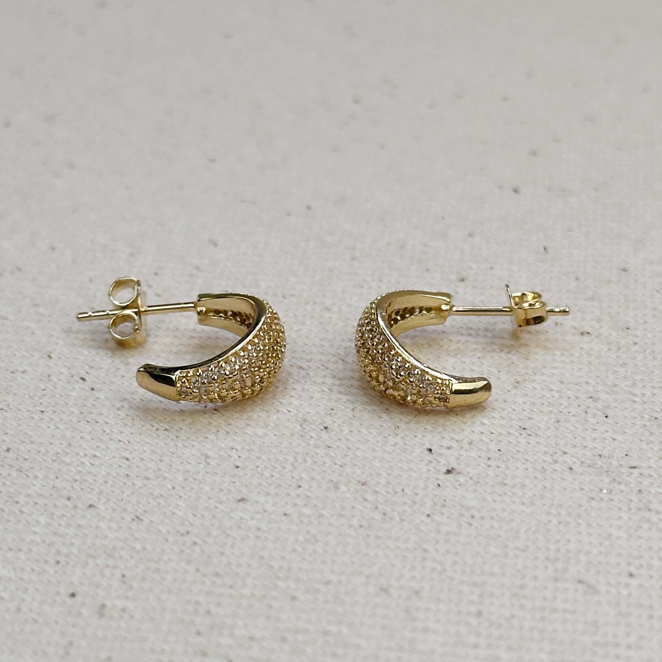 Gold Filled 18k Micro CZ Curve Earrings