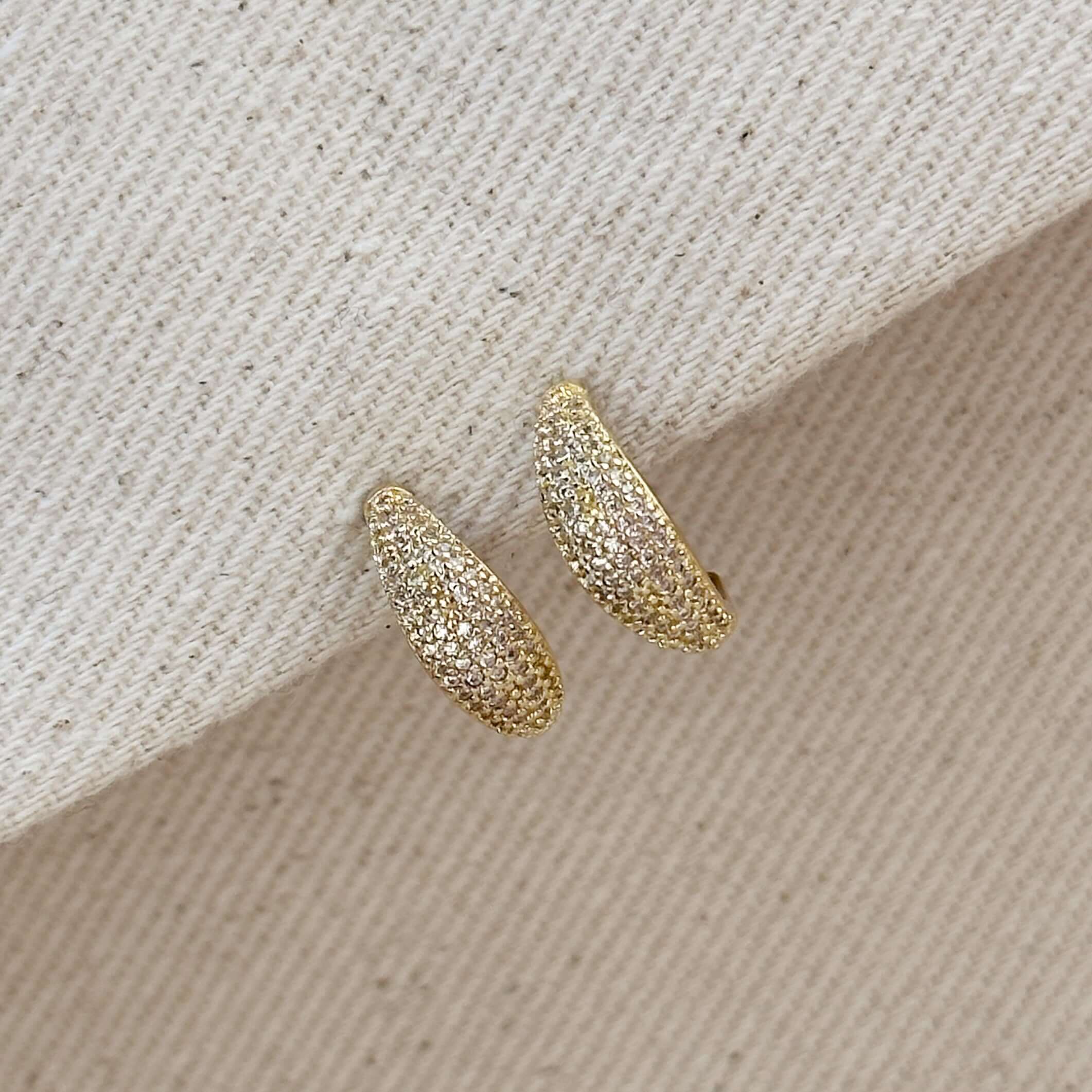 Gold Filled 18k Micro CZ Curve Earrings