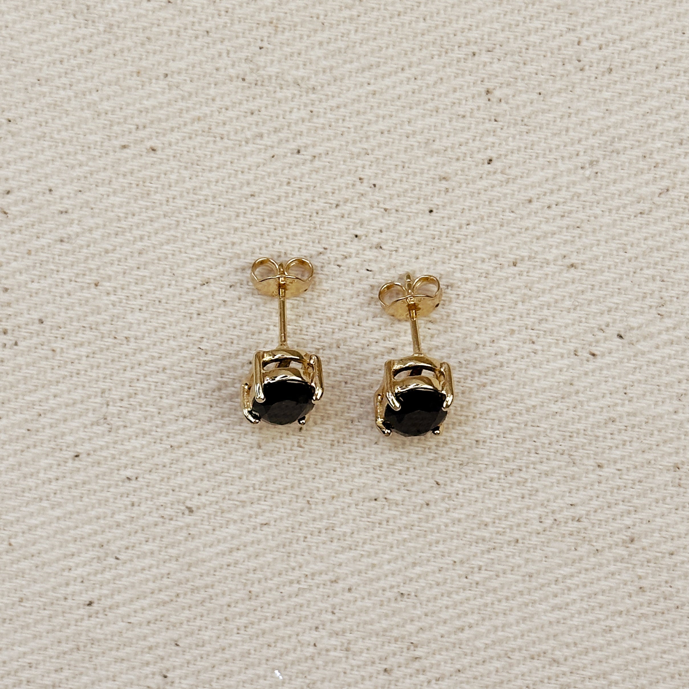 Gold Filled 18k Oval Black Cubic Zirconia Stud Earrings
