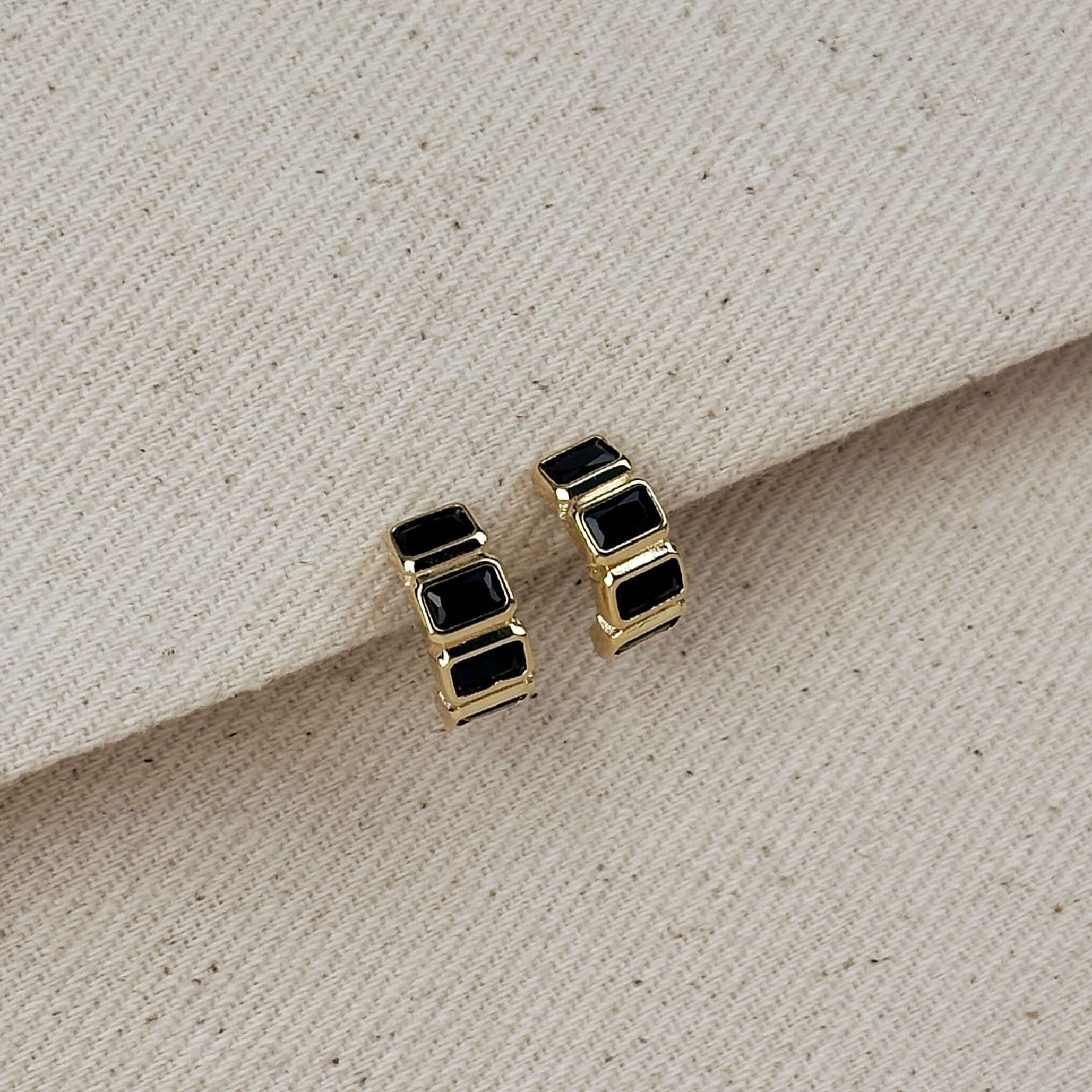 Chunky CZ Curve Earrings 18k Gold Filled