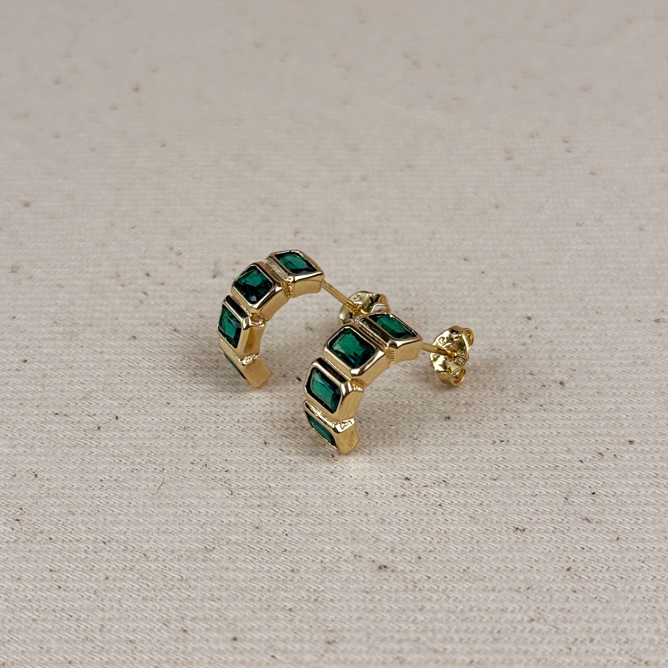 Chunky CZ Curve Earrings 18k Gold Filled