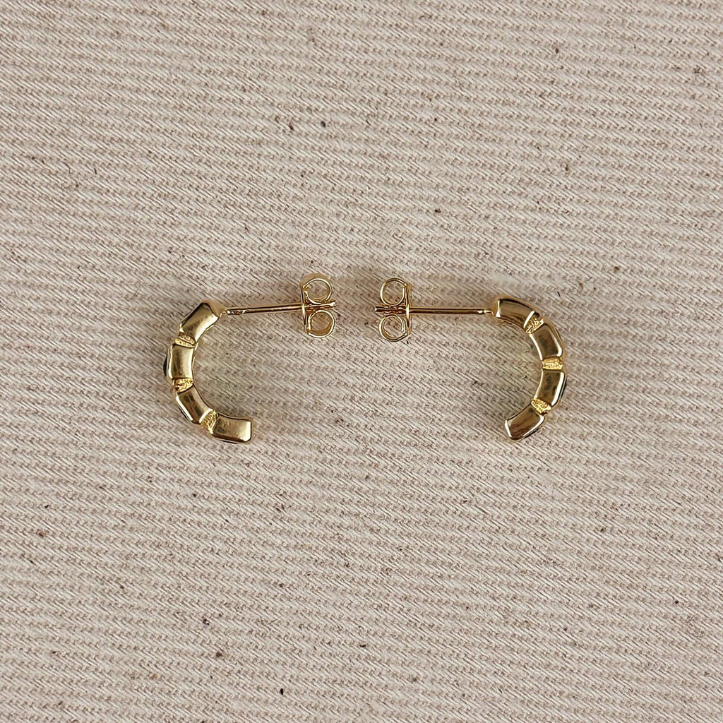 Chunky CZ Curve Earrings 18k Gold Filled