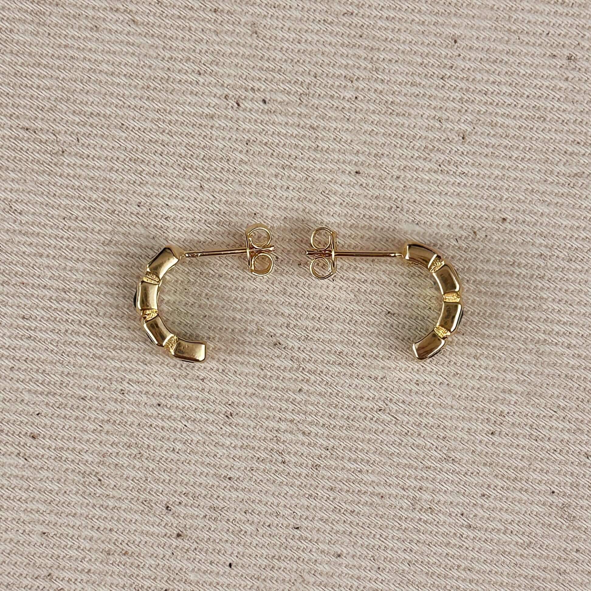 Chunky CZ Curve Earrings 18k Gold Filled