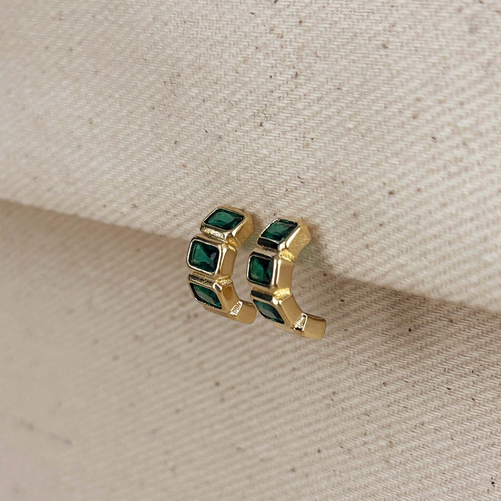 Chunky CZ Curve Earrings 18k Gold Filled