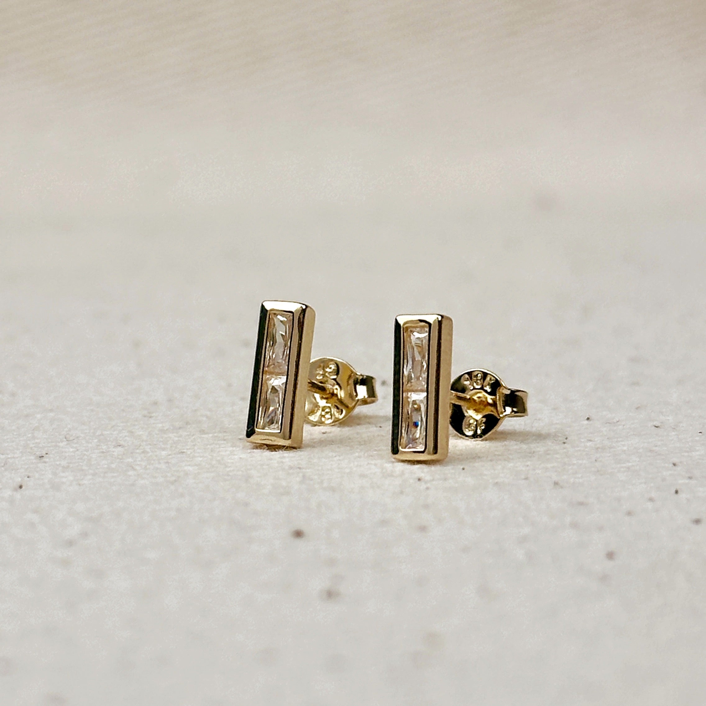 Gold Filled 18k Colored Split Baguette Stud Earring