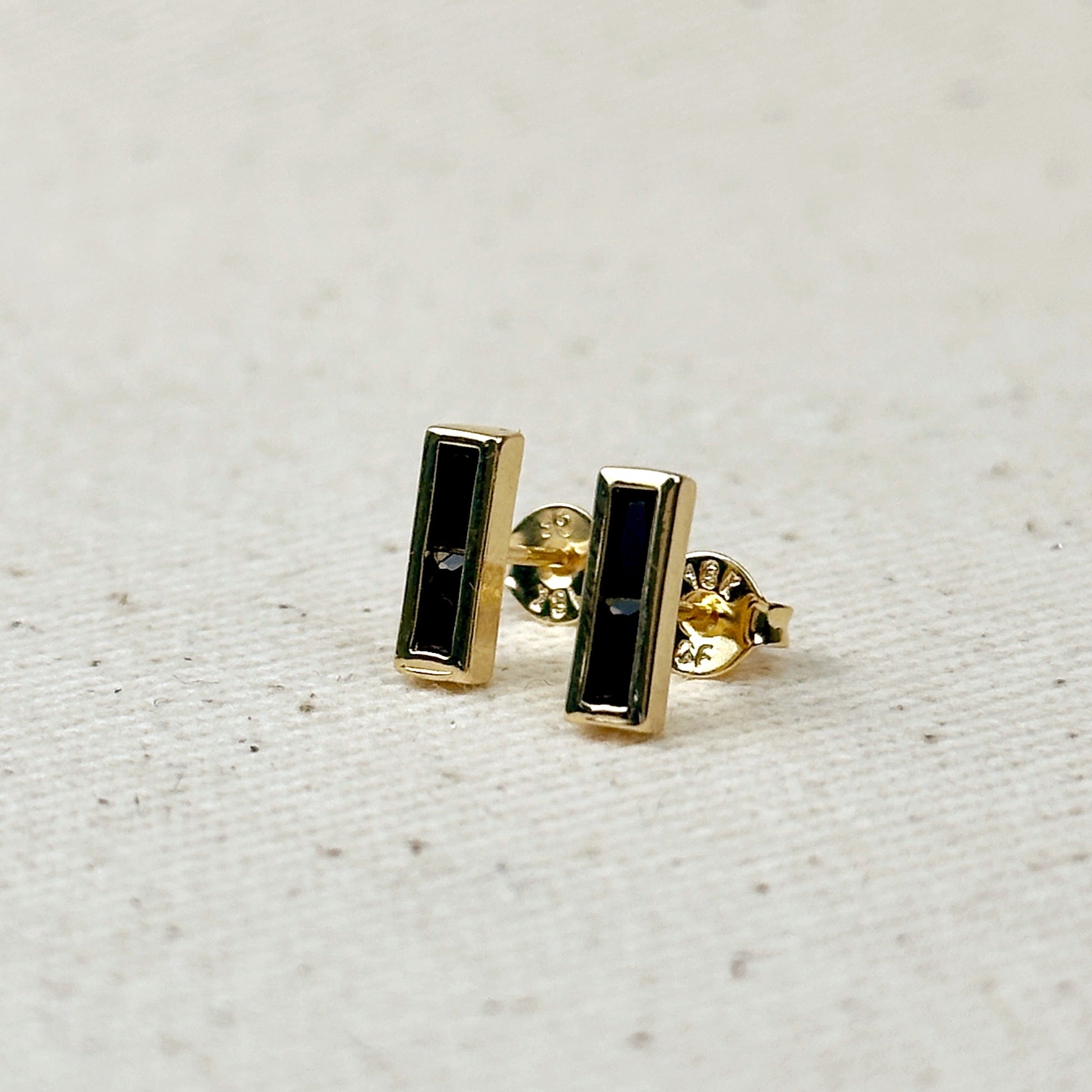 Gold Filled 18k Colored Split Baguette Stud Earring