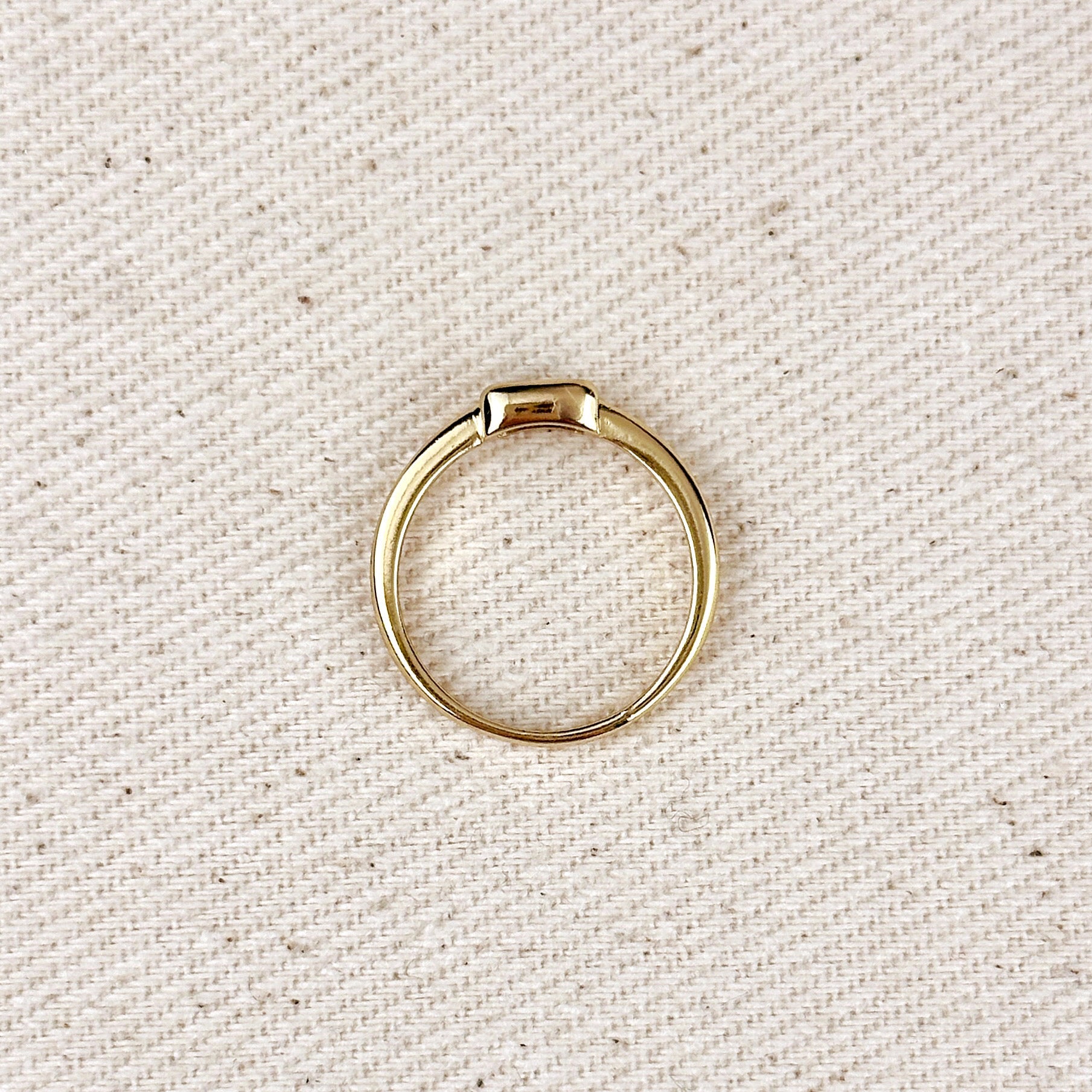 Gold Filled 18k Colored CZ Rectangle Solitaire Ring