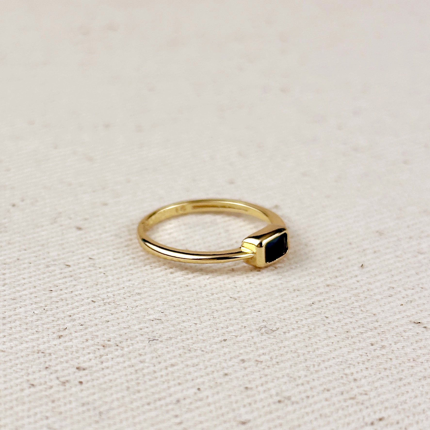 Gold Filled 18k Colored CZ Rectangle Solitaire Ring