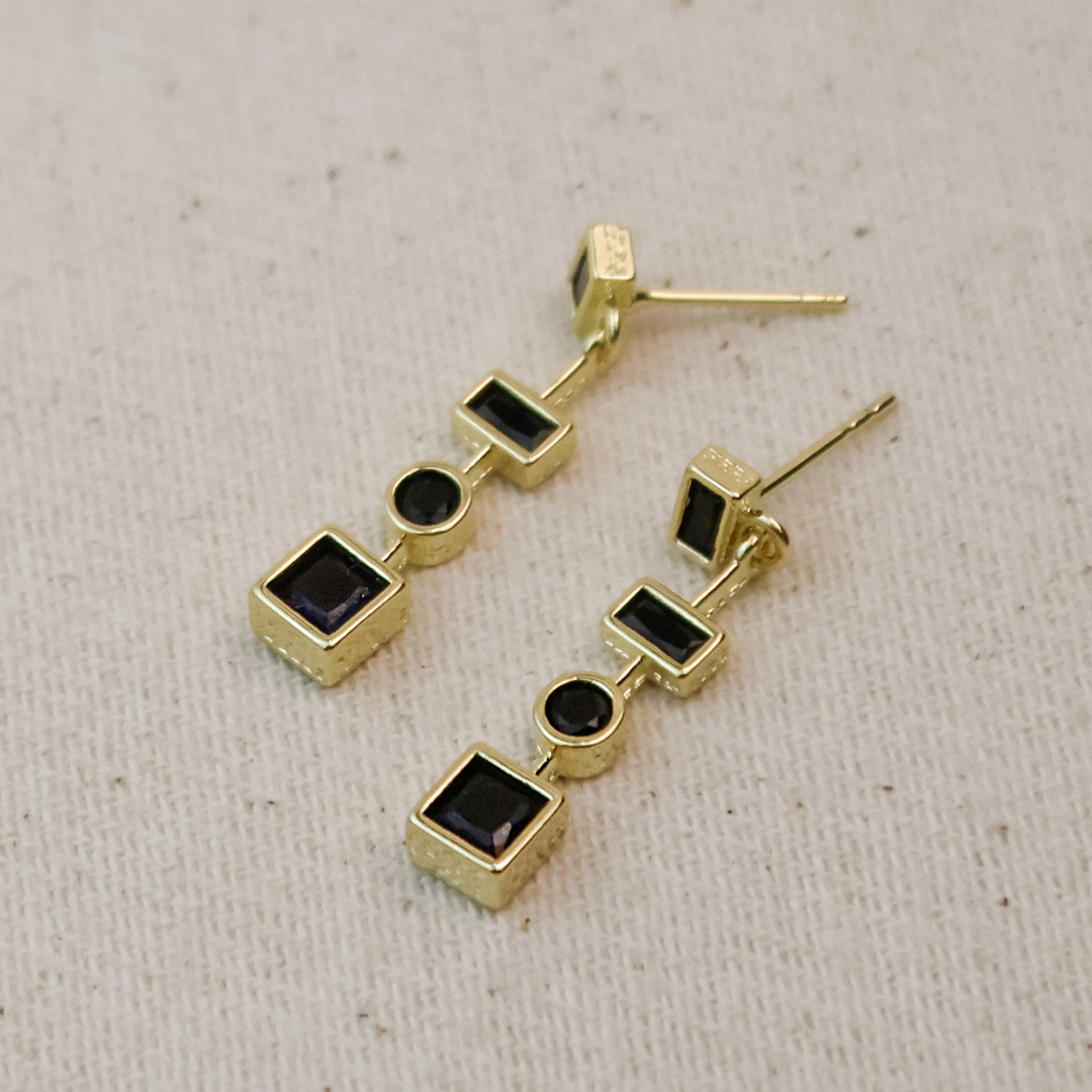 Gold Filled 18k Black Dangling Shapes Earring