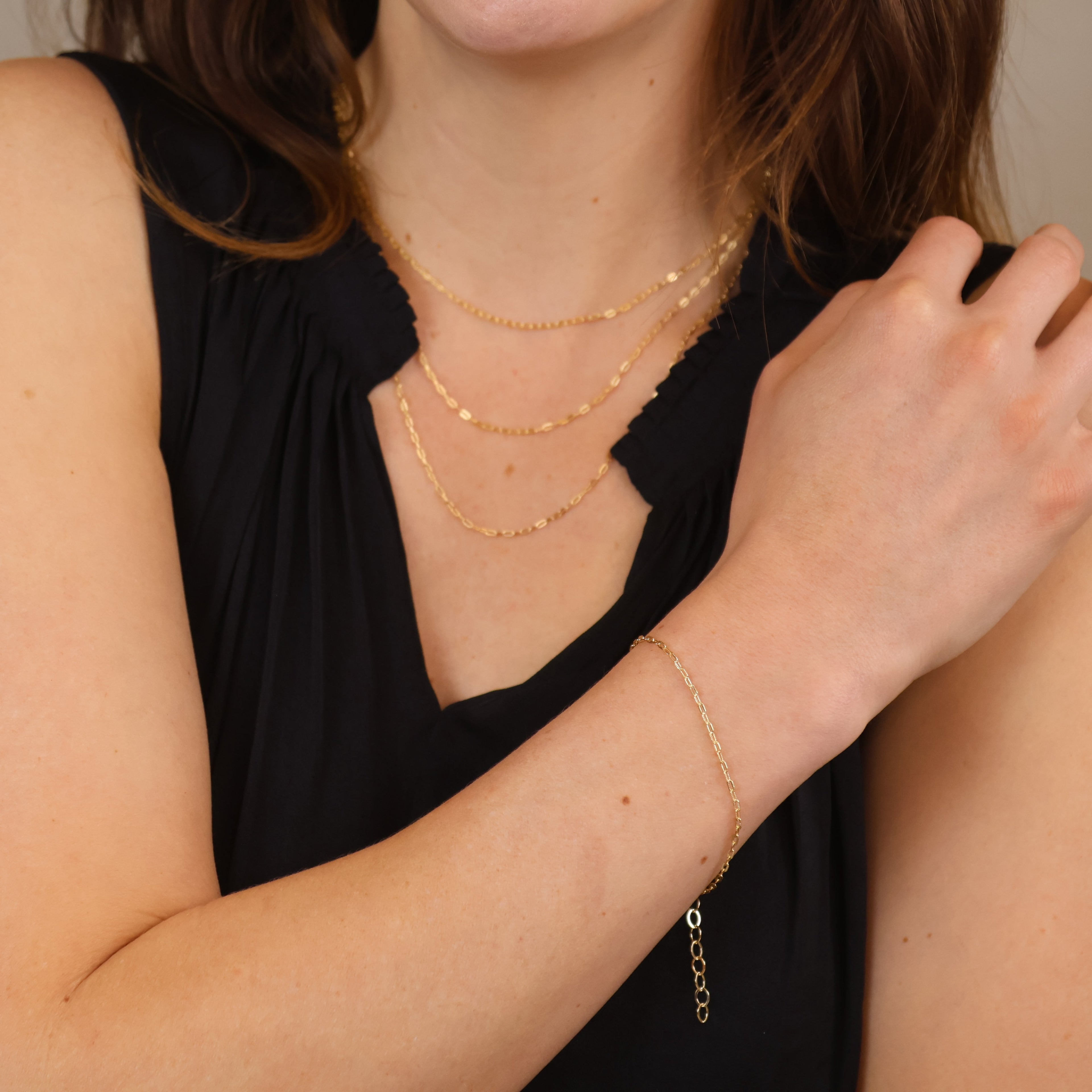 Gold Filled 18k Mini Diamond Cut Paperclip Chain Bracelet