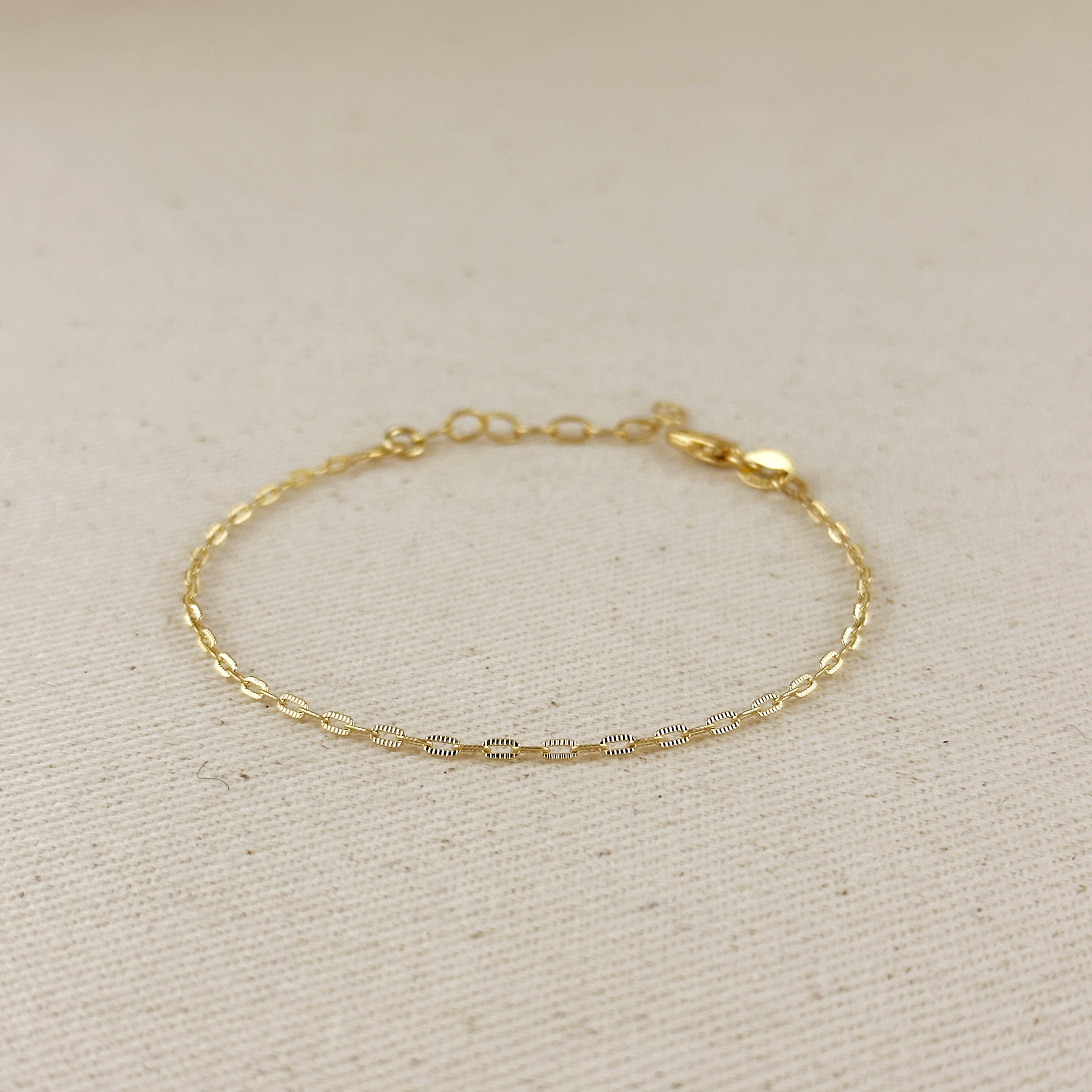 Gold Filled 18k Mini Diamond Cut Paperclip Chain Bracelet
