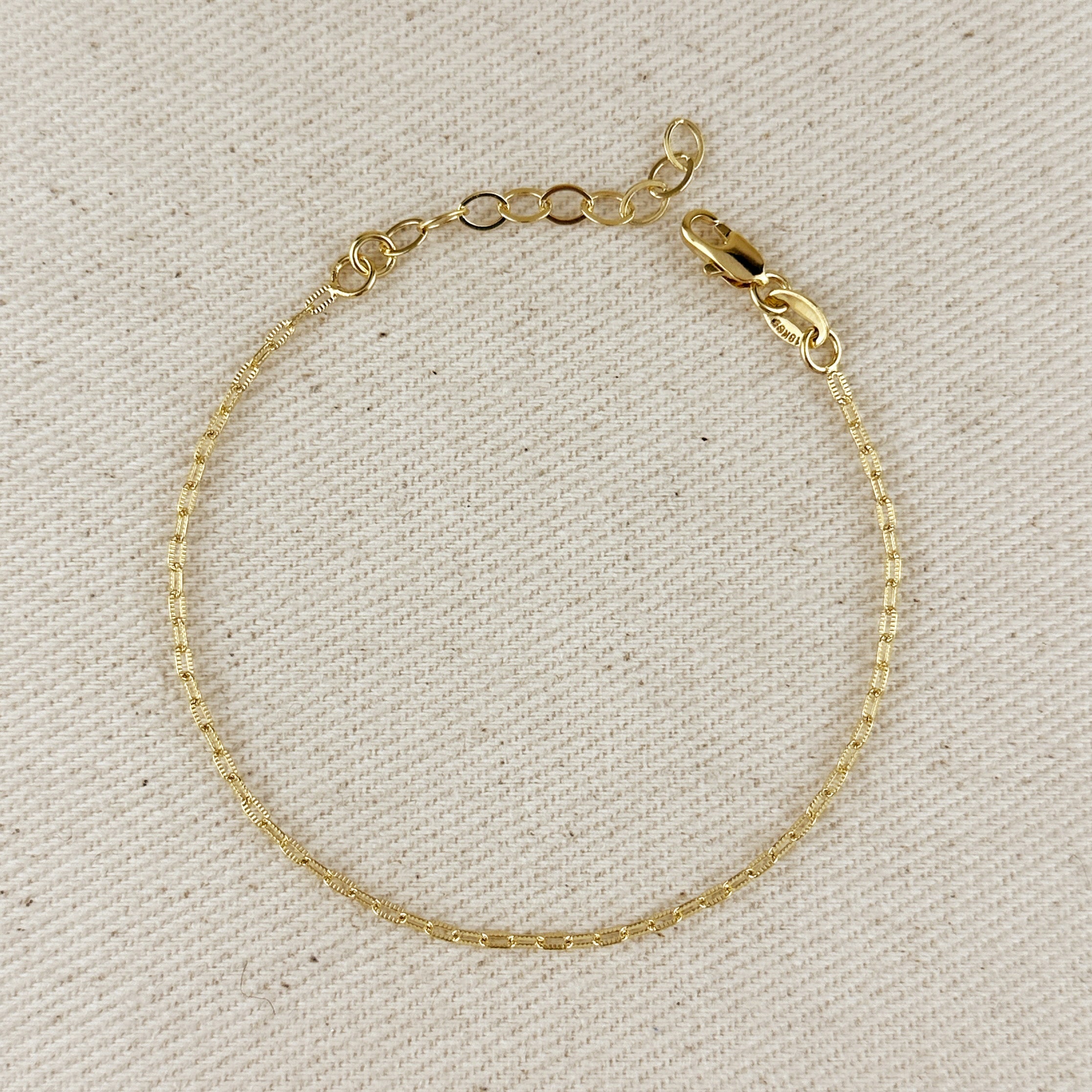 Gold Filled 18k Mini Diamond Cut Paperclip Chain Bracelet