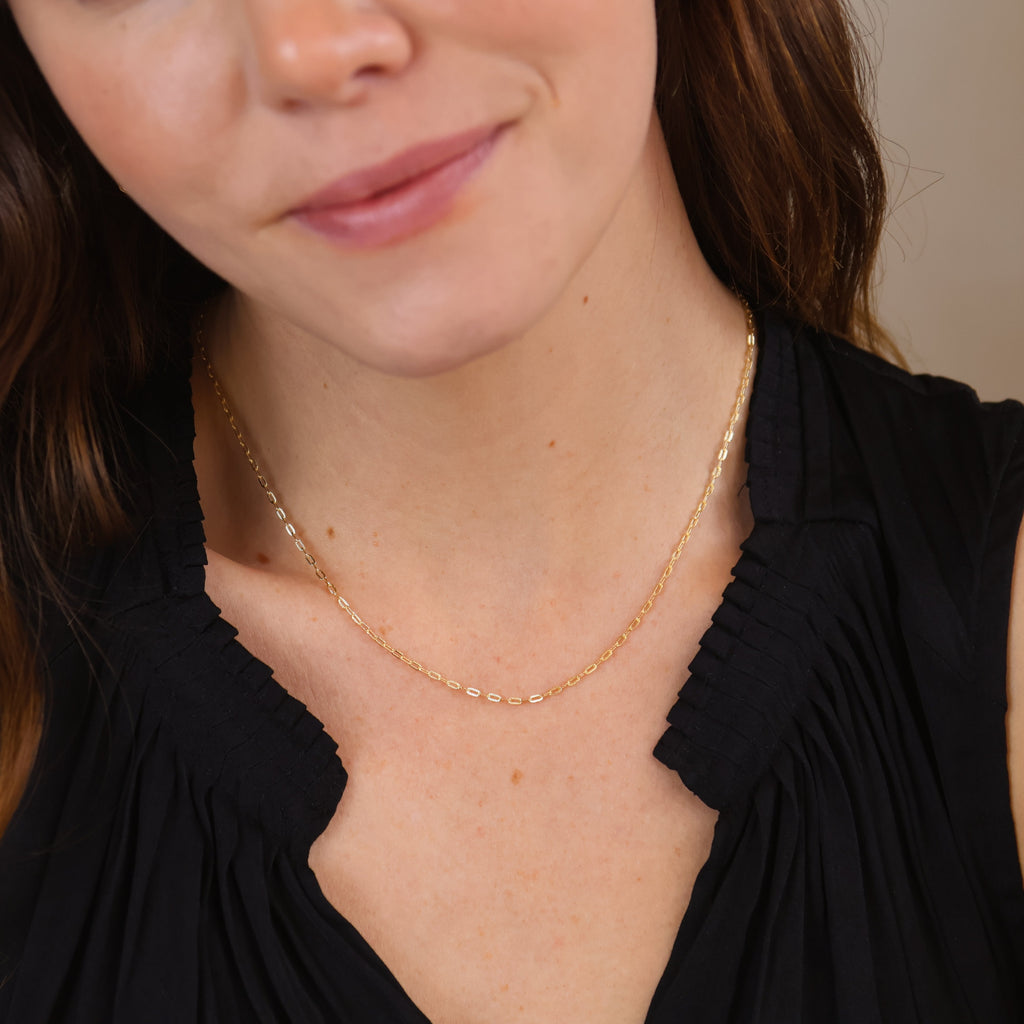 Chain 18k Gold Filled Mini Diamond Cut Paperclip