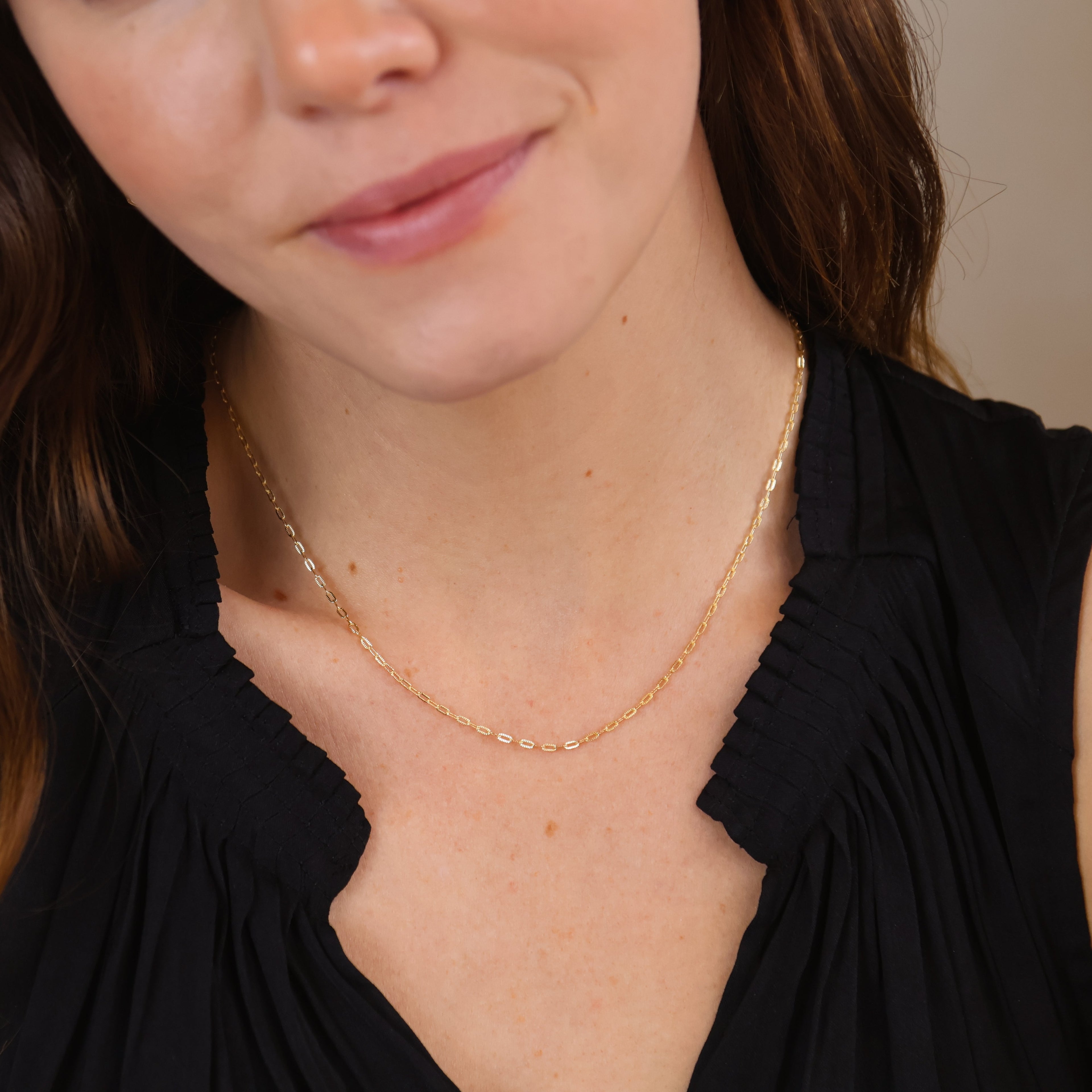 Chain 18k Gold Filled Mini Diamond Cut Paperclip