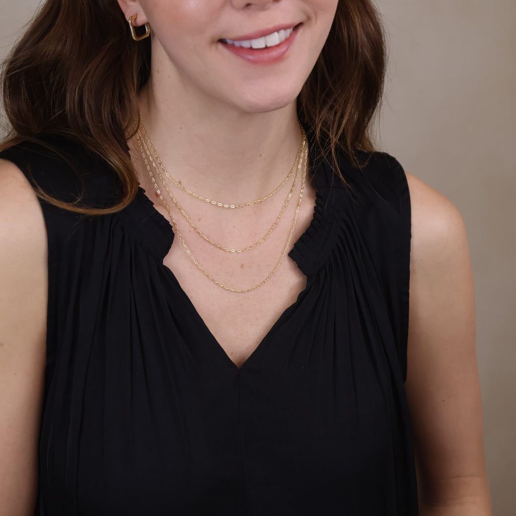 Chain 18k Gold Filled Mini Diamond Cut Paperclip