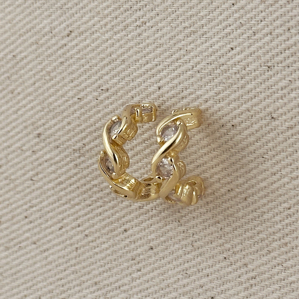 Gold Filled 18k Infinity CZ C-Hoop Earrings