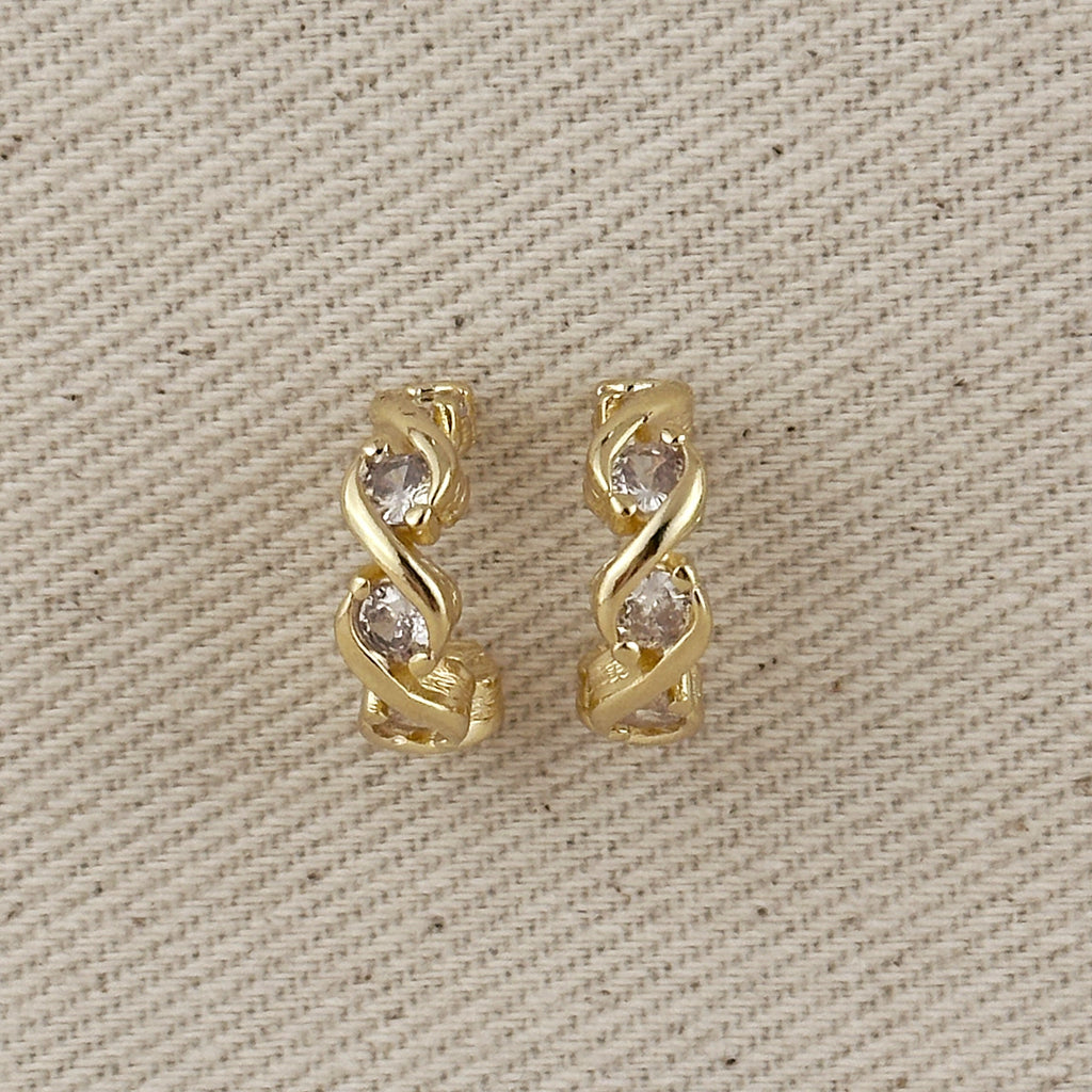 Gold Filled 18k Infinity CZ C-Hoop Earrings