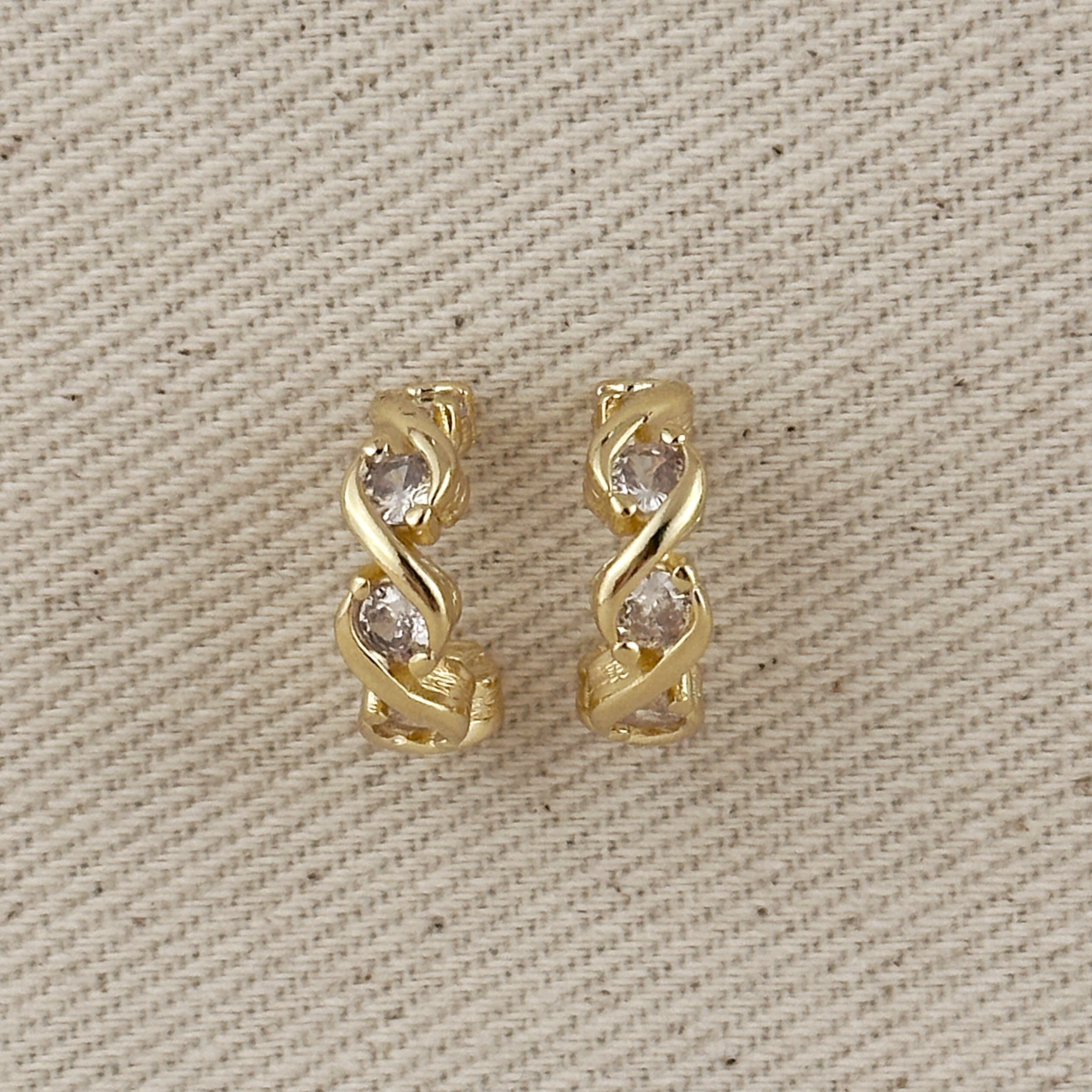 Gold Filled 18k Infinity CZ C-Hoop Earrings