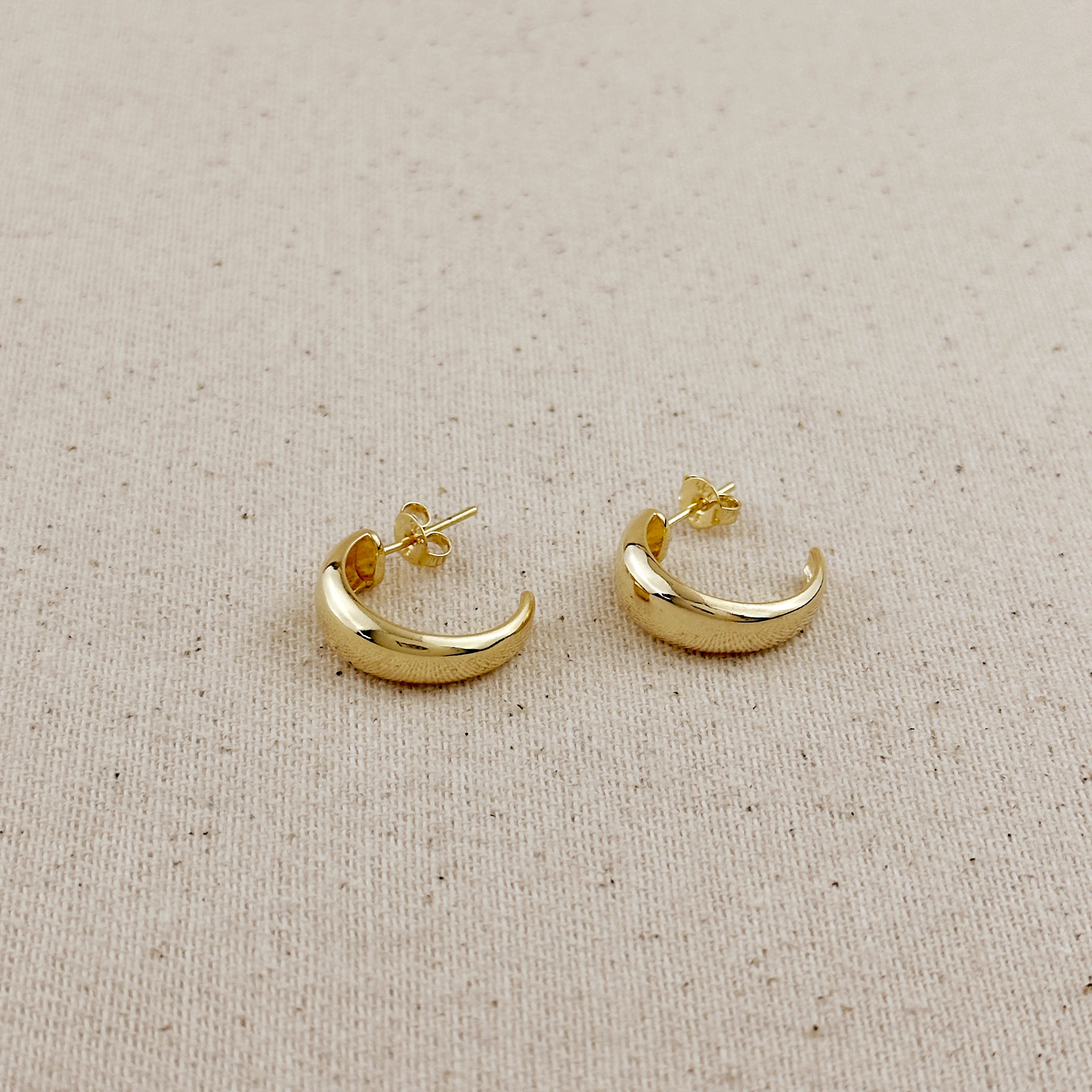 Gold Filled 18k Polished Curve C-Hoop Earrings