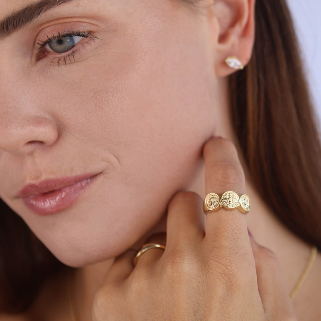 Gold Filled 18k Triple Saint Benedict Ring