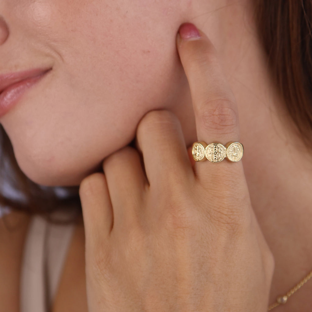 Gold Filled 18k Triple Saint Benedict Ring