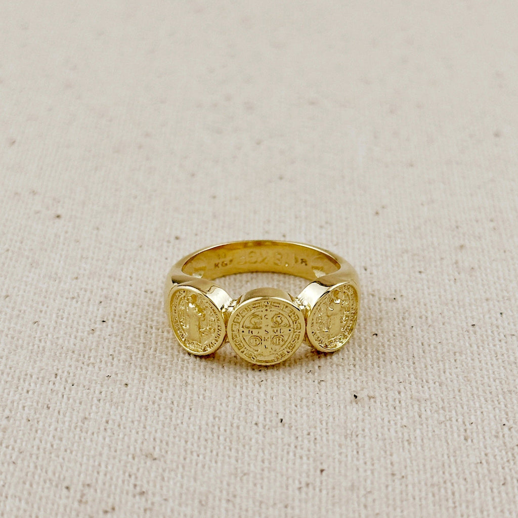 Gold Filled 18k Triple Saint Benedict Ring