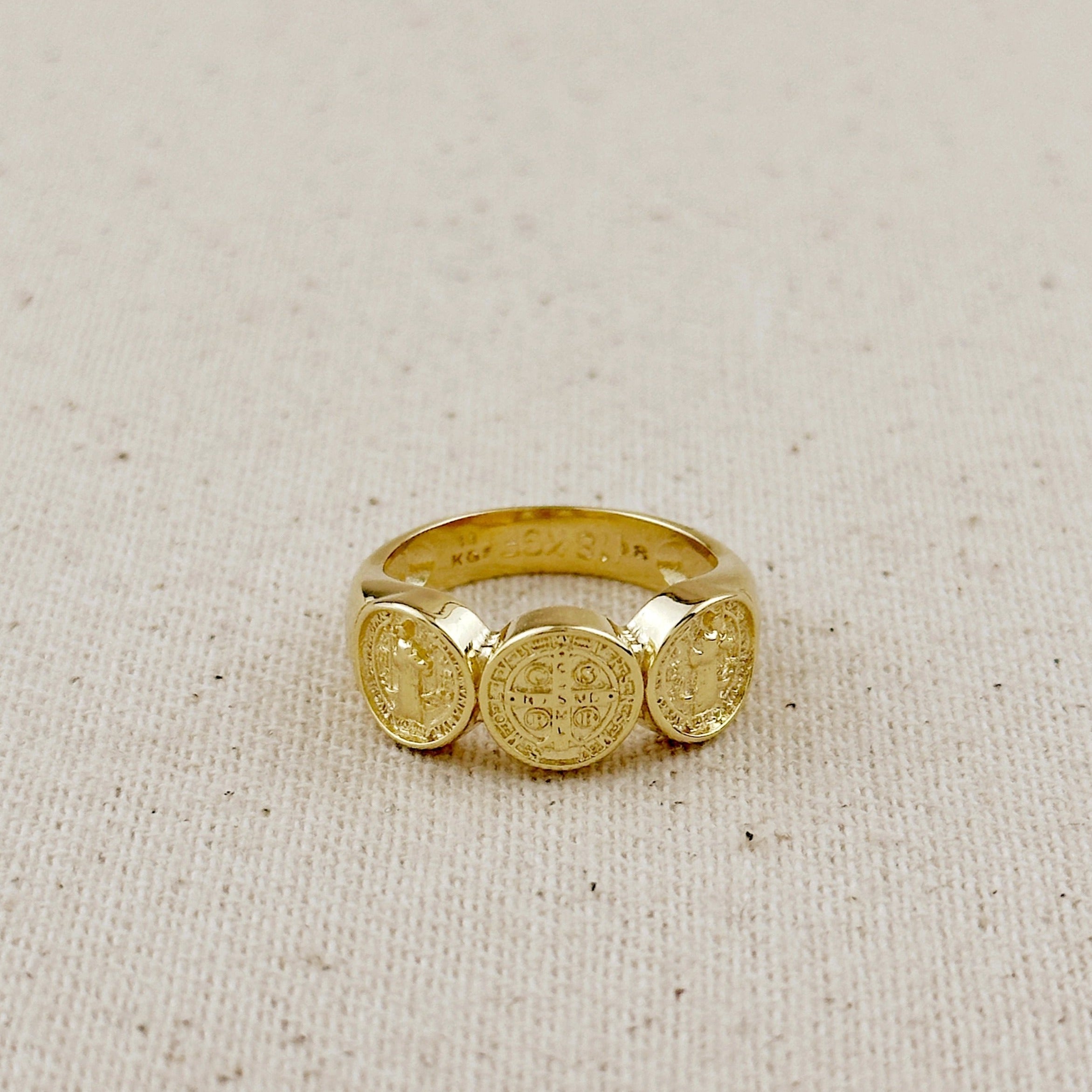 Gold Filled 18k Triple Saint Benedict Ring